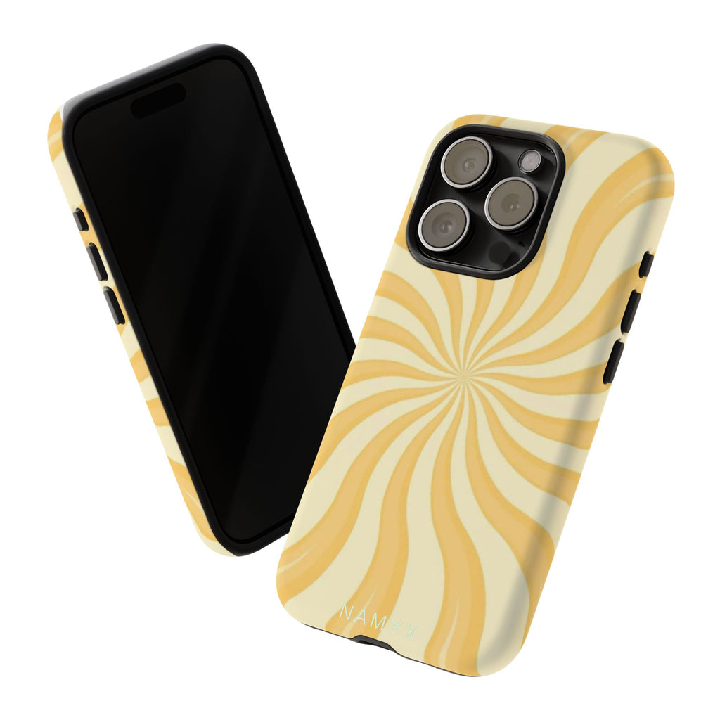 Phone Case — Retro Yellow Swirl Tough Protective Cover
