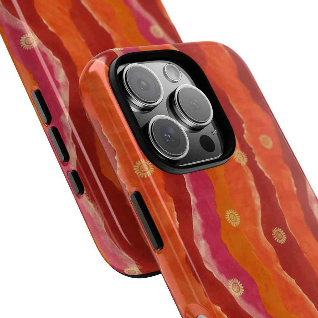 Abstract Red Waves Phone Case — Bold Orange & Pink Protective Tough Case
