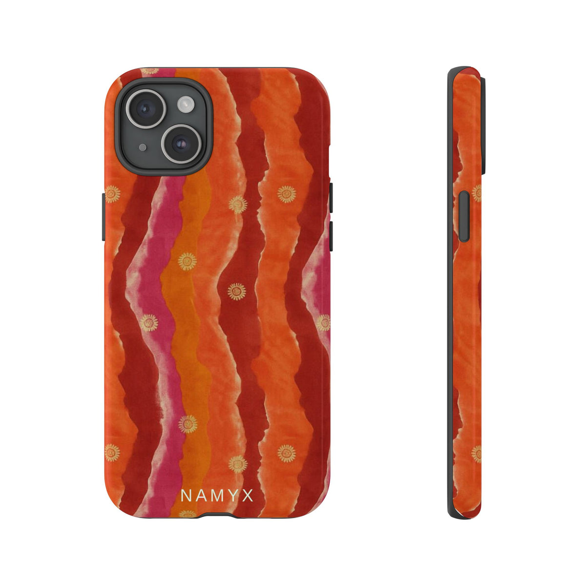 Abstract Red Waves Phone Case — Bold Orange & Pink Protective Tough Case