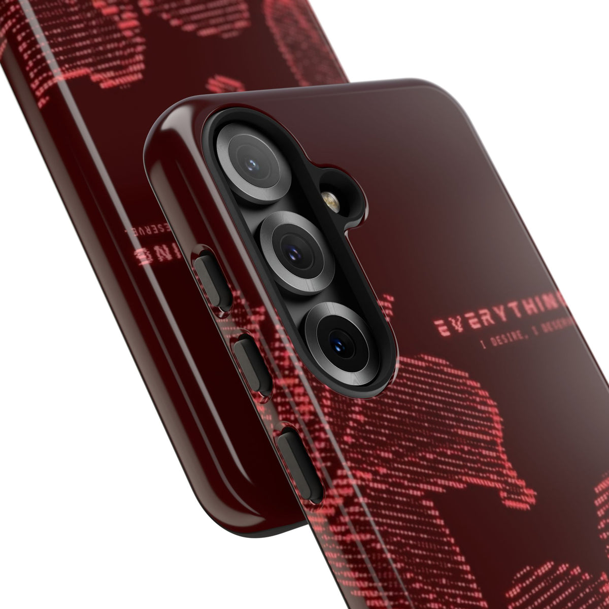 Floral Tough Phone Case — 'Everything' Burgundy Protective Cover