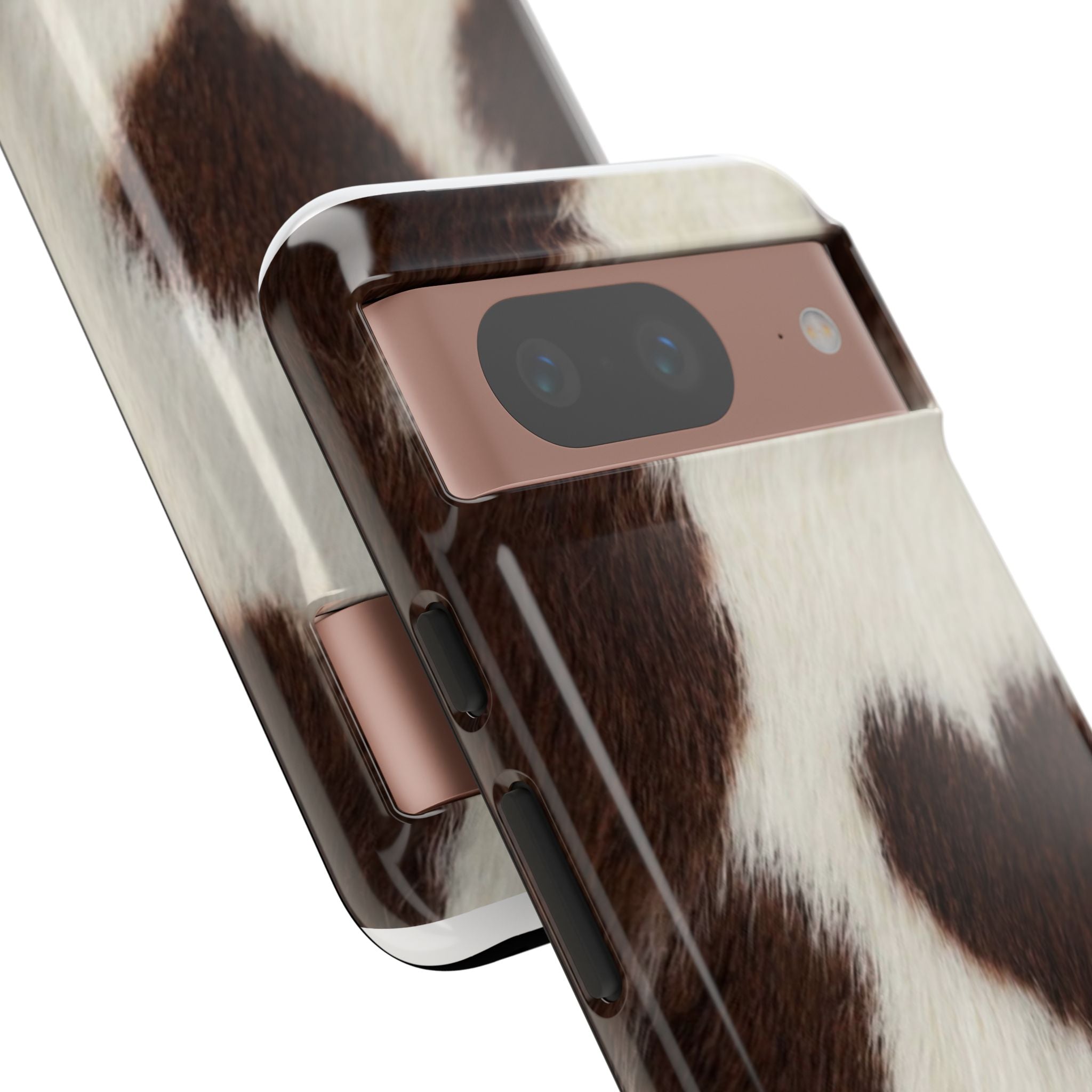 Cowhide Heart Phone Case — Cute Cow Print Protective iPhone Cover