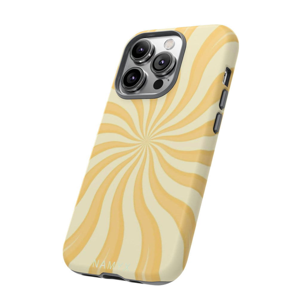 Phone Case — Retro Yellow Swirl Tough Protective Cover