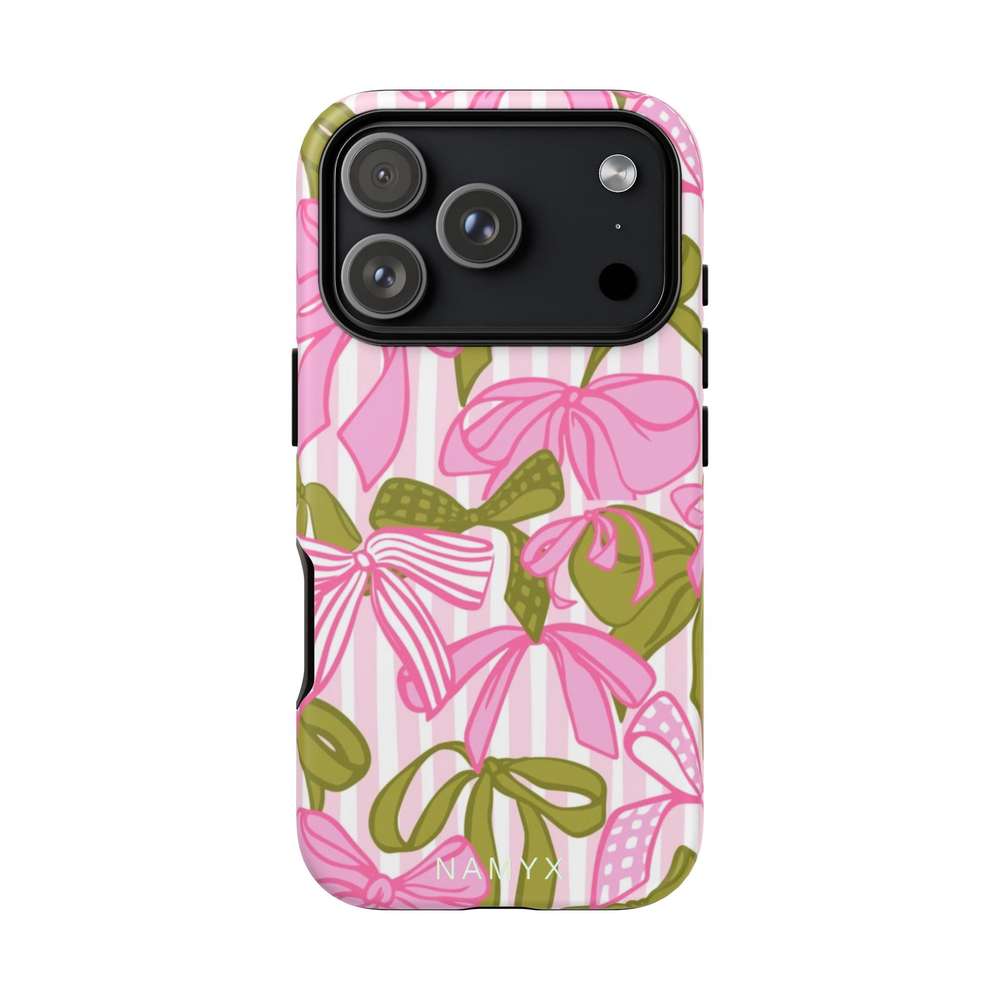 Bow Pattern Tough Case - Pink & Olive Floral Phone Cover