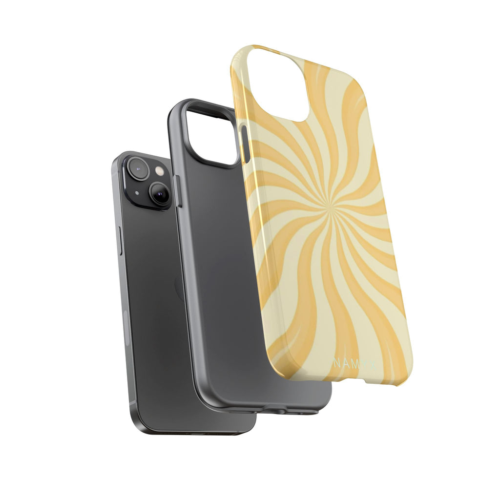 Phone Case — Retro Yellow Swirl Tough Protective Cover