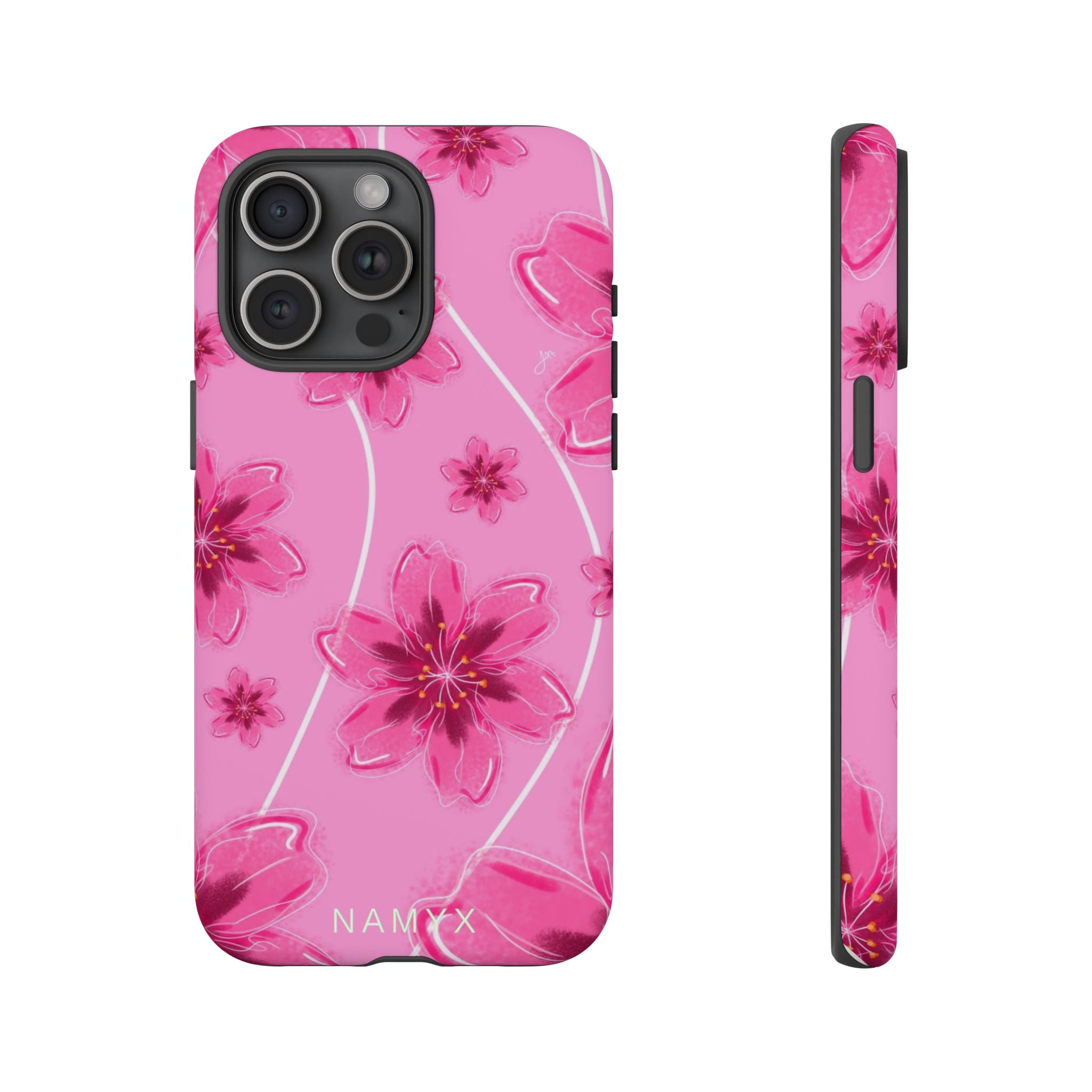 Pink Cherry Blossom Tough Phone Case — Floral Protective Cover