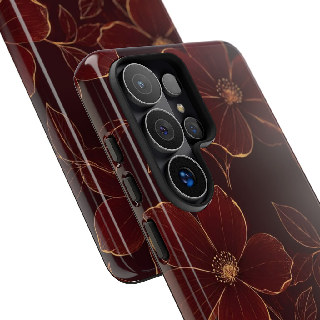 Floral Tough Case — Dark Red Botanical Phone Case