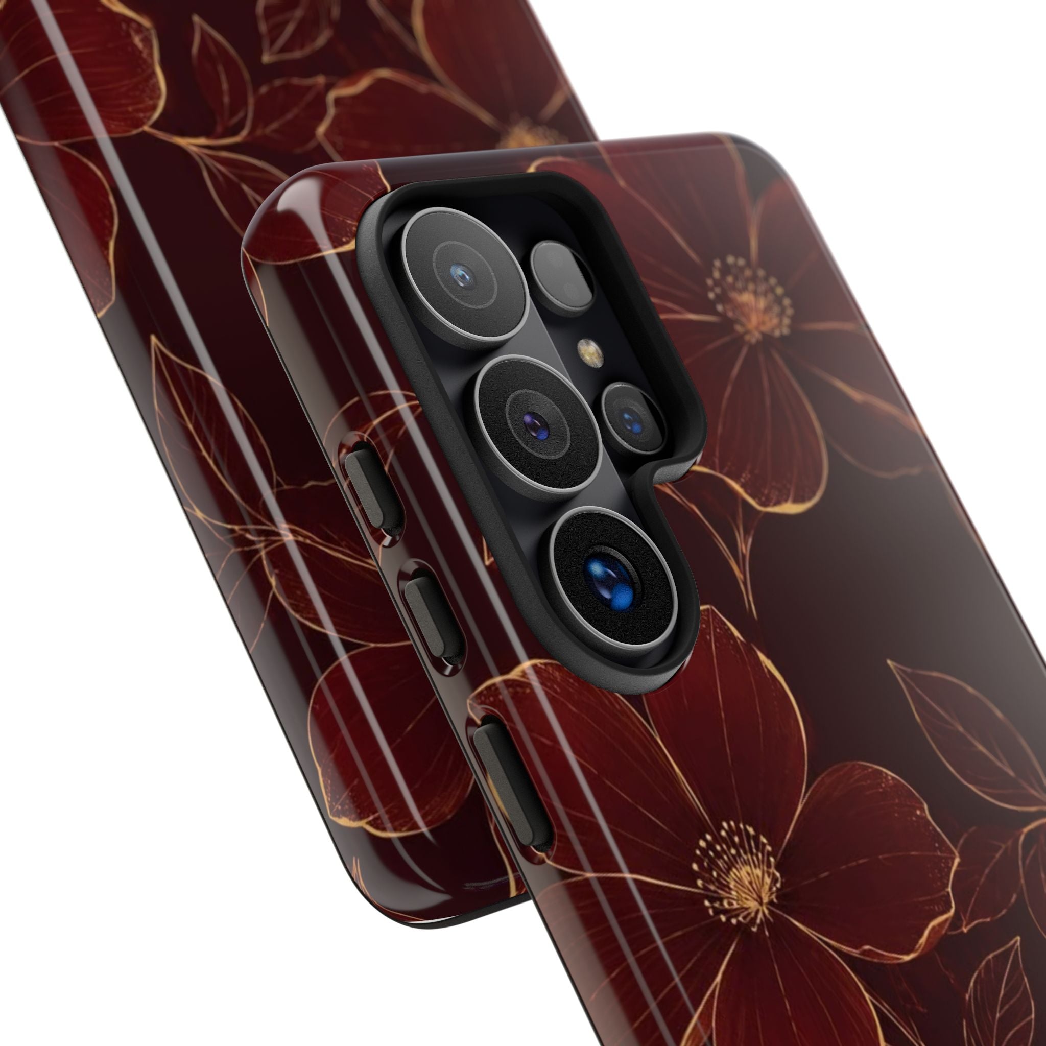 Floral Tough Case — Dark Red Botanical Phone Case