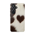 Cowhide Heart Phone Case — Cute Cow Print Protective iPhone Cover