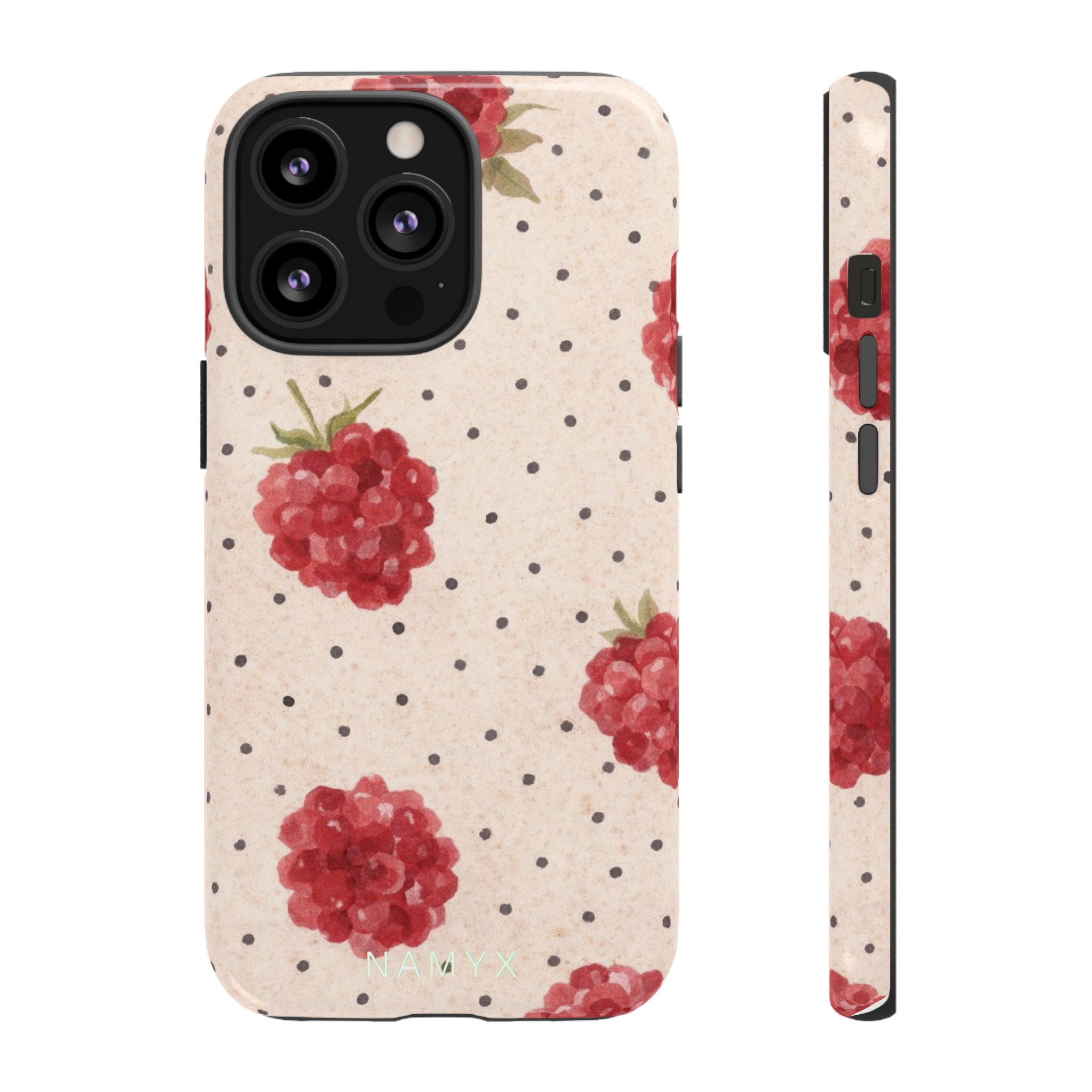 Raspberry Dotted Tough Phone Case — Vintage Floral Protective Cover