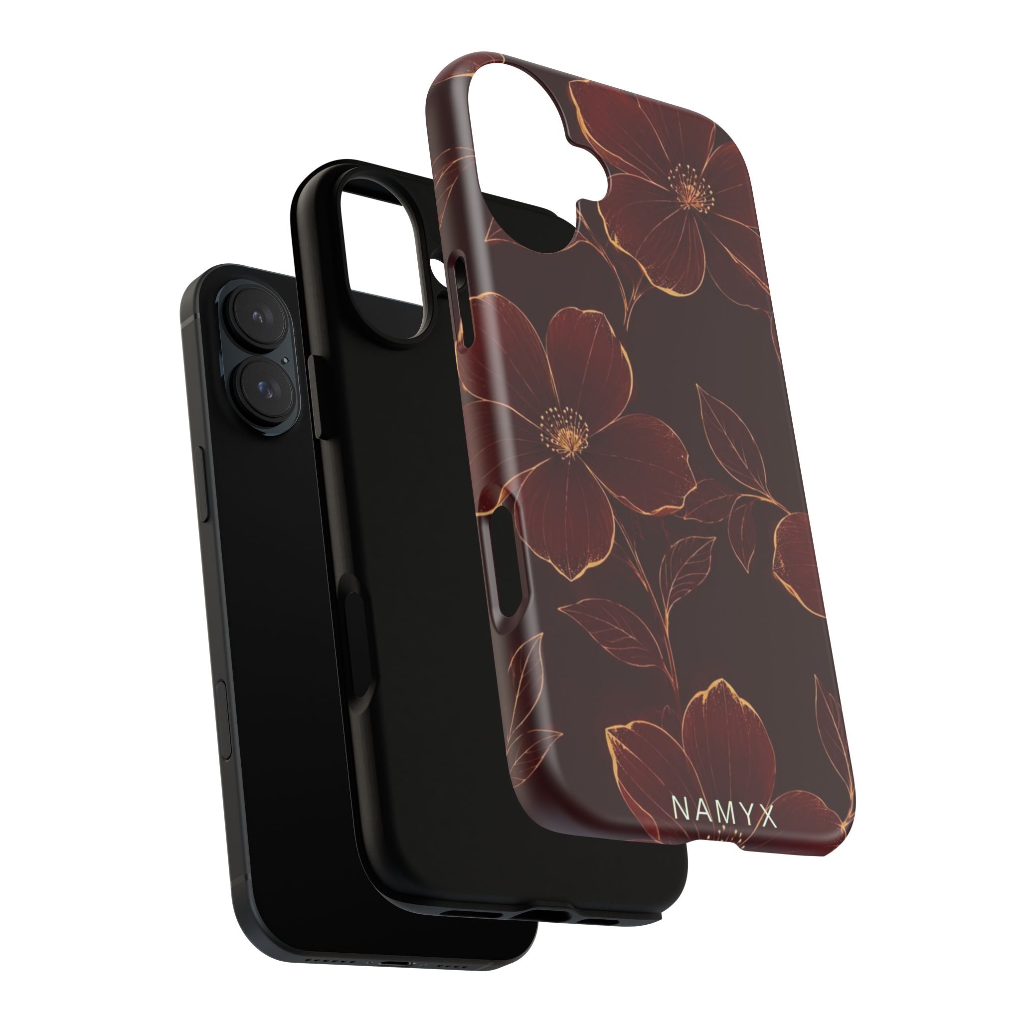 Floral Tough Case — Dark Red Botanical Phone Case