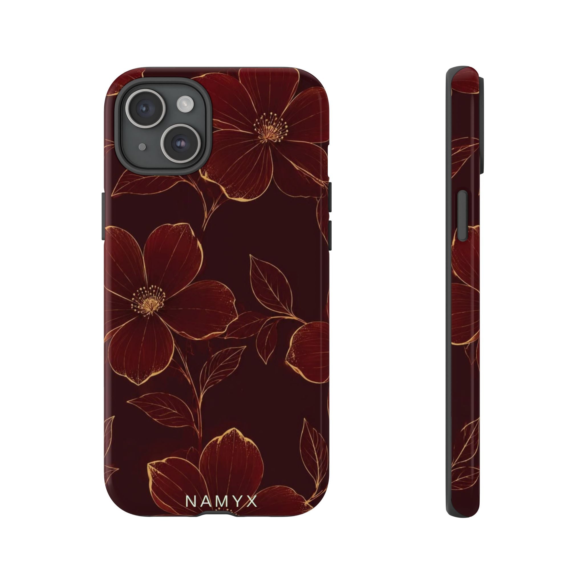 Floral Tough Case — Dark Red Botanical Phone Case