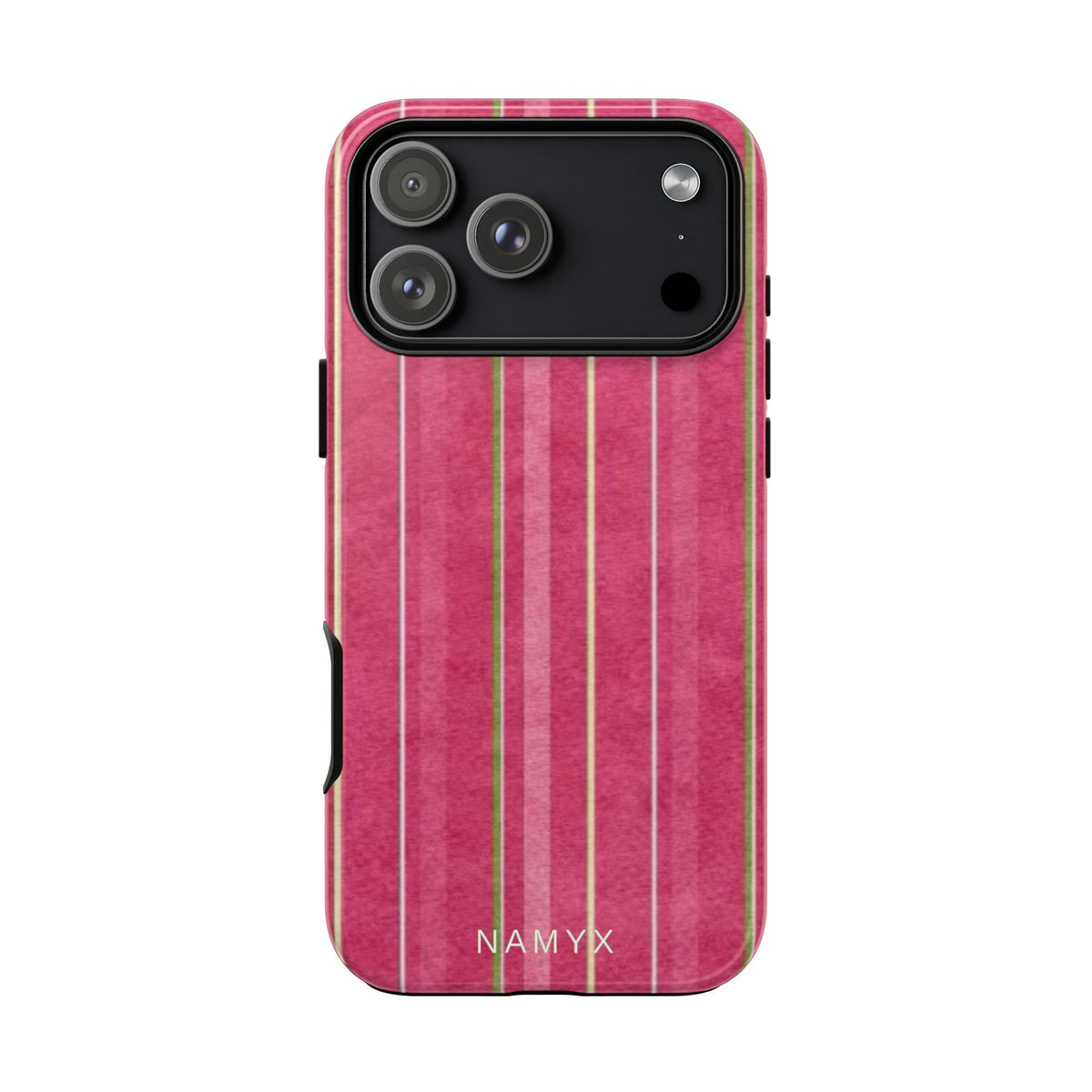 Pink Vertical Stripe Tough Phone Case — Durable Protective iPhone Cover with Subtle Vintage Stripes