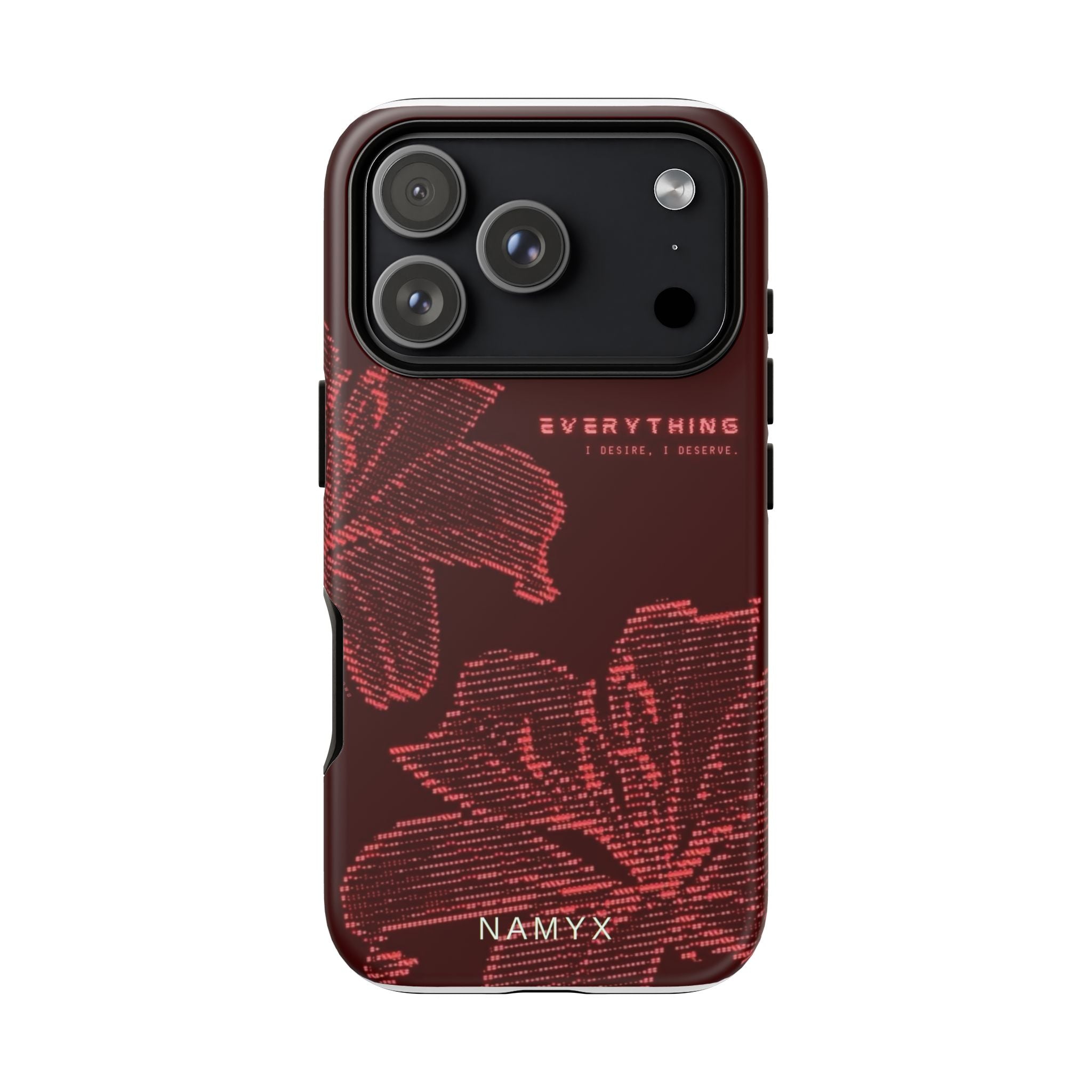 Floral Tough Phone Case — 'Everything' Burgundy Protective Cover