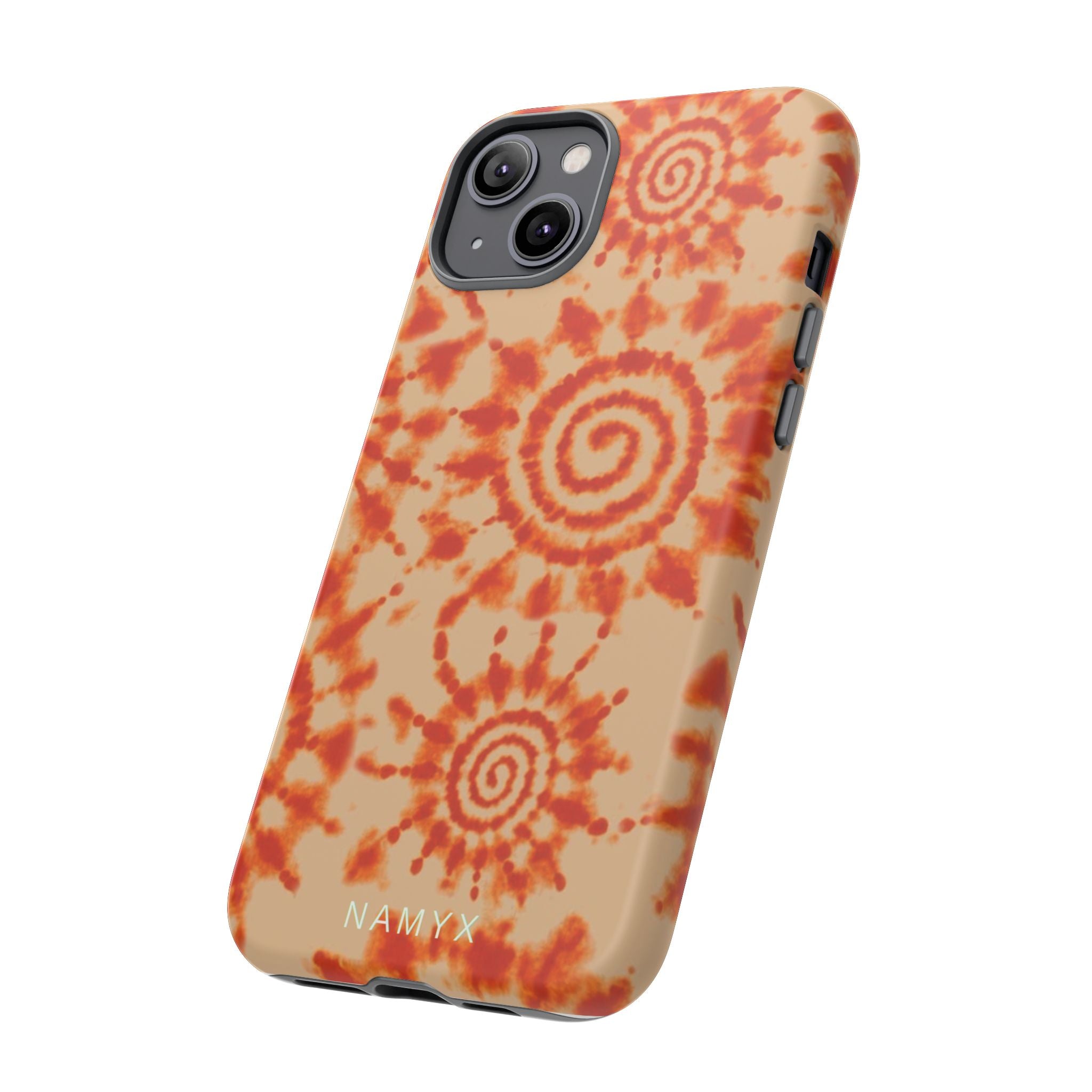 Tie-Dye Spiral Tough Phone Case — Orange Retro Protective Case