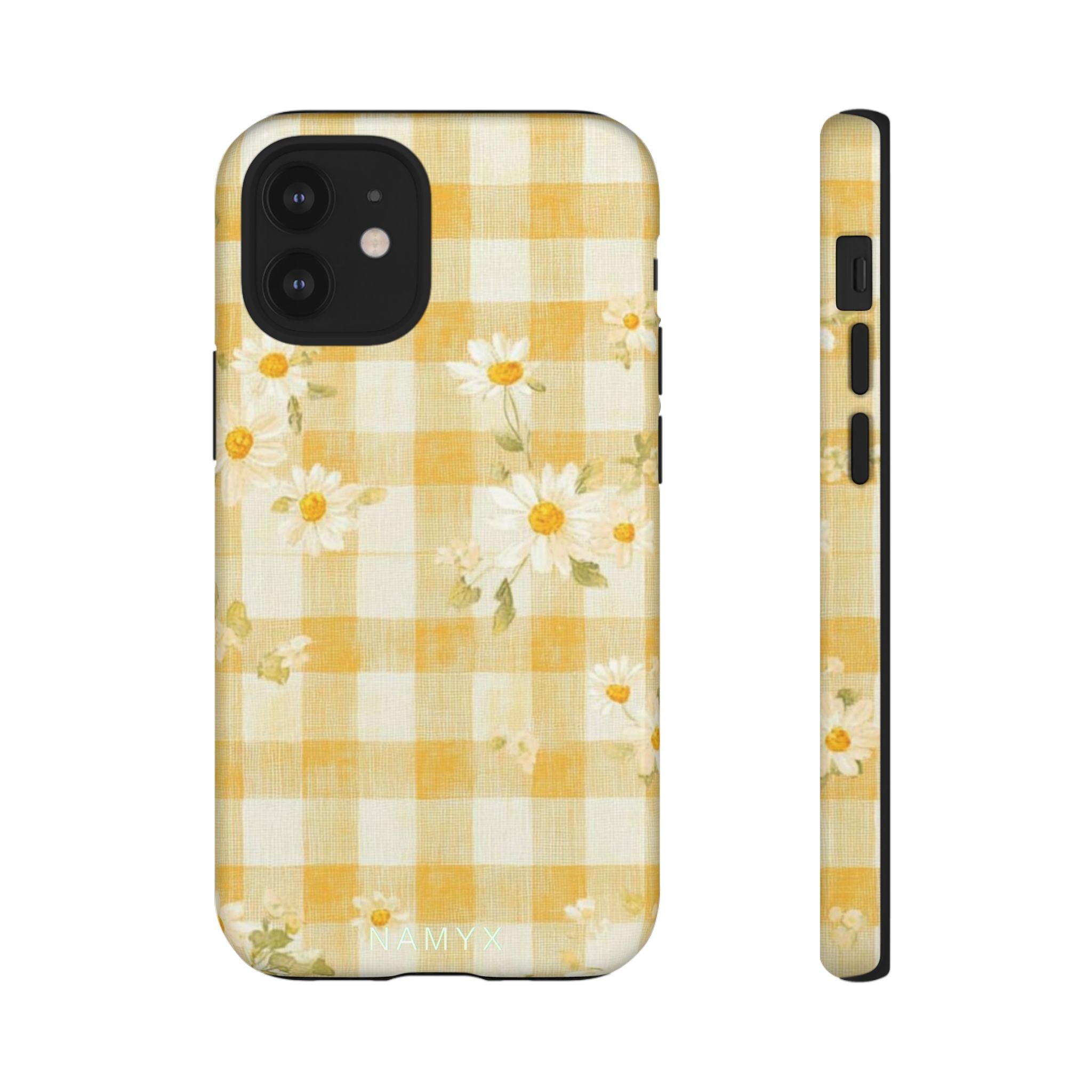 Daisy Gingham Tough Phone Case — Yellow Floral Protective Cover
