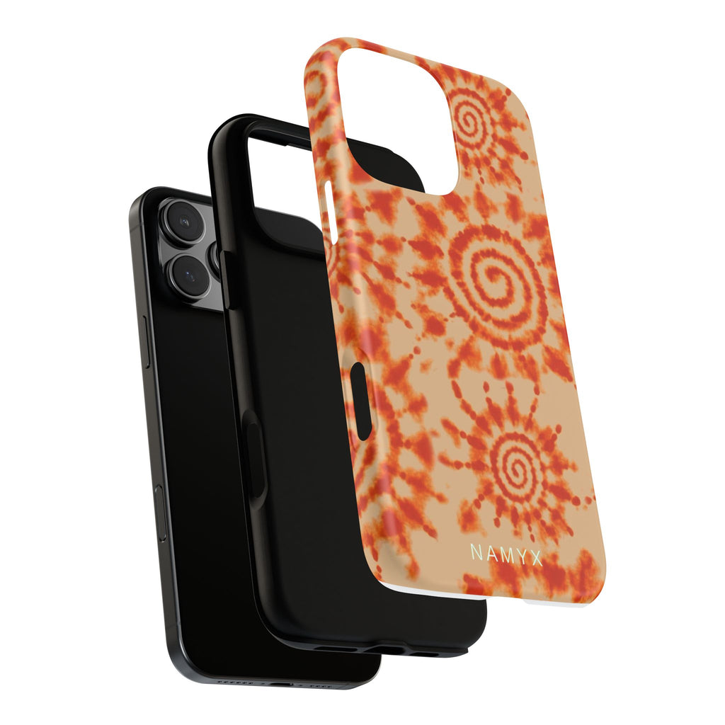 Tie-Dye Spiral Tough Phone Case — Orange Retro Protective Case