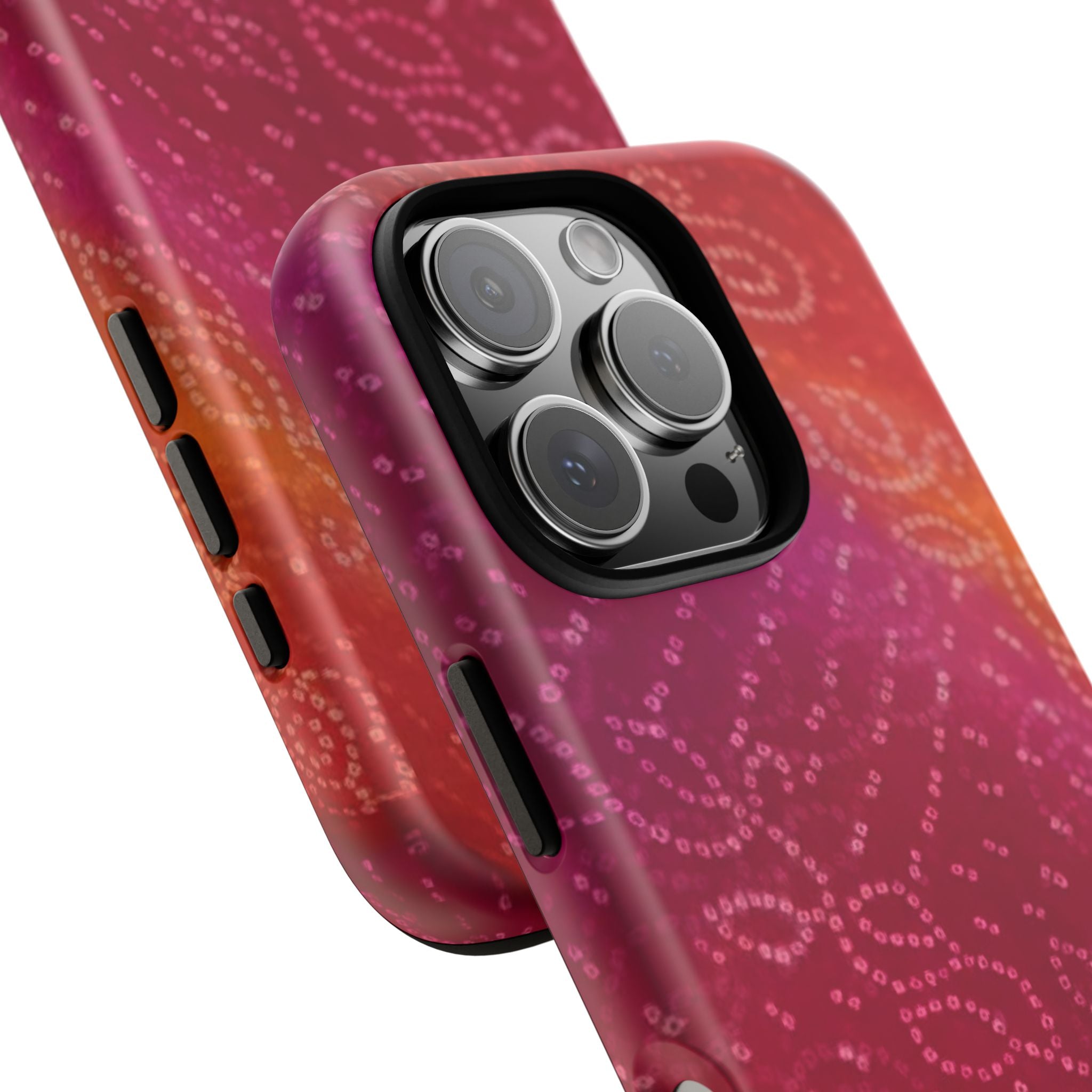 Floral Bandana Tough Case — Protective Phone Case with Pink Orange Paisley Design