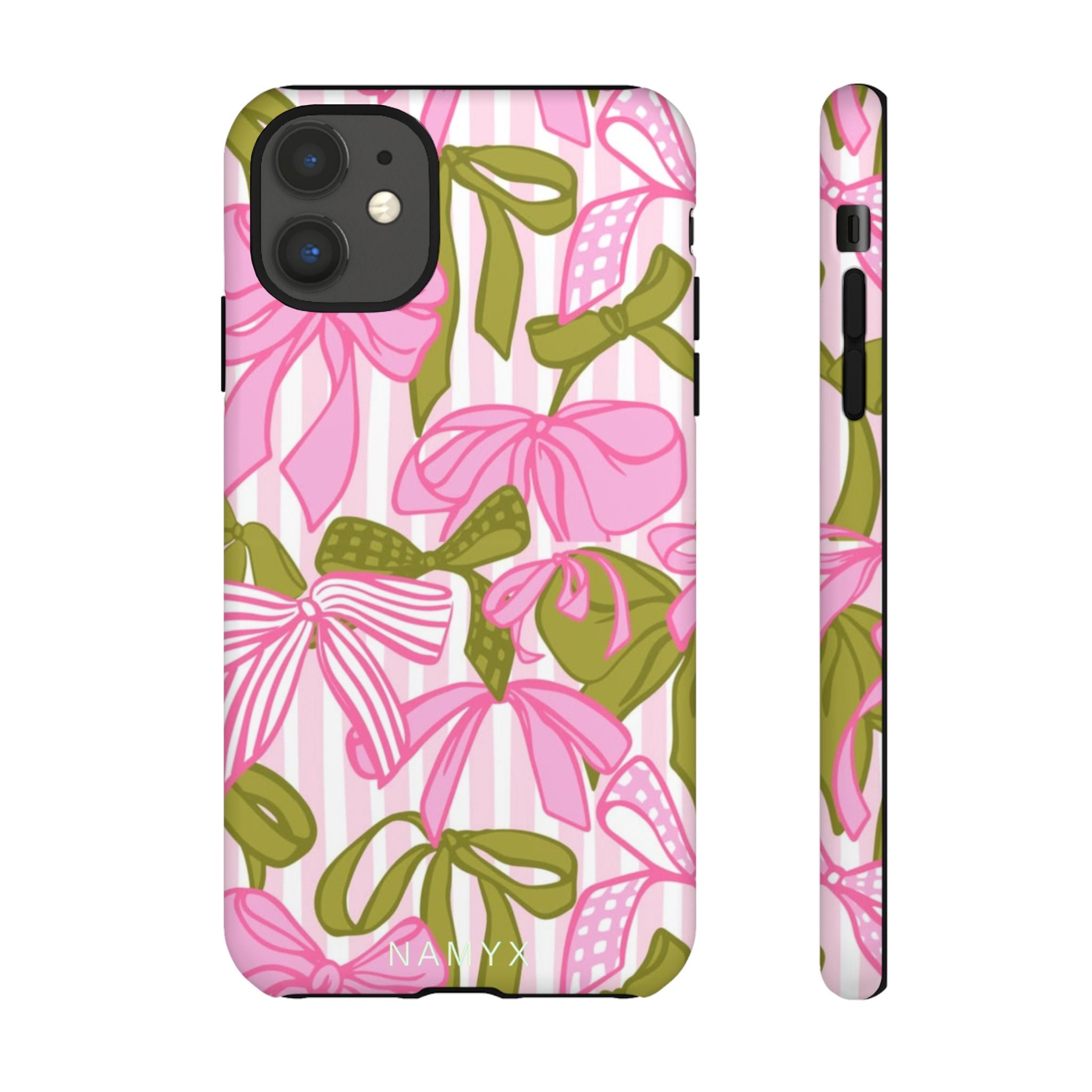Bow Pattern Tough Case - Pink & Olive Floral Phone Cover