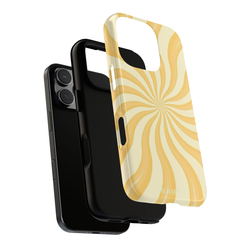 Phone Case — Retro Yellow Swirl Tough Protective Cover