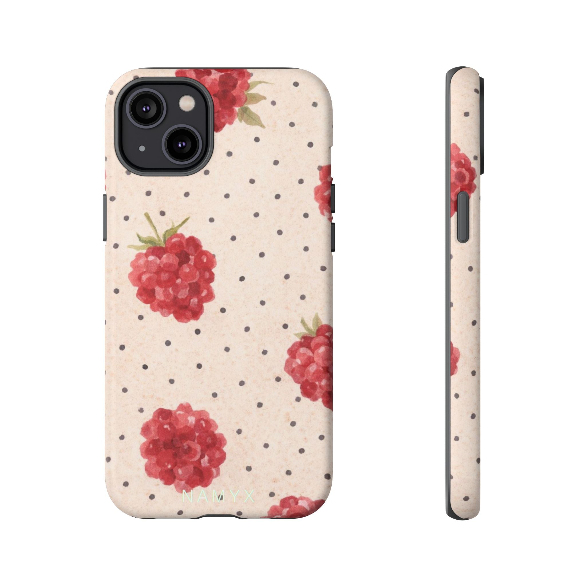 Raspberry Dotted Tough Phone Case — Vintage Floral Protective Cover