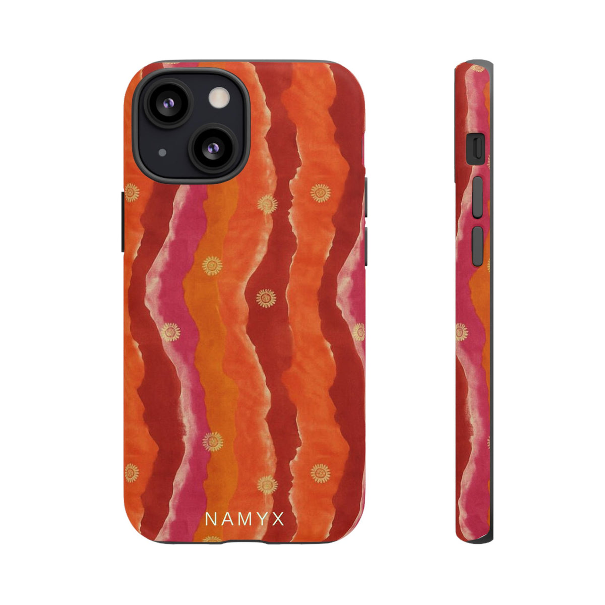 Abstract Red Waves Phone Case — Bold Orange & Pink Protective Tough Case