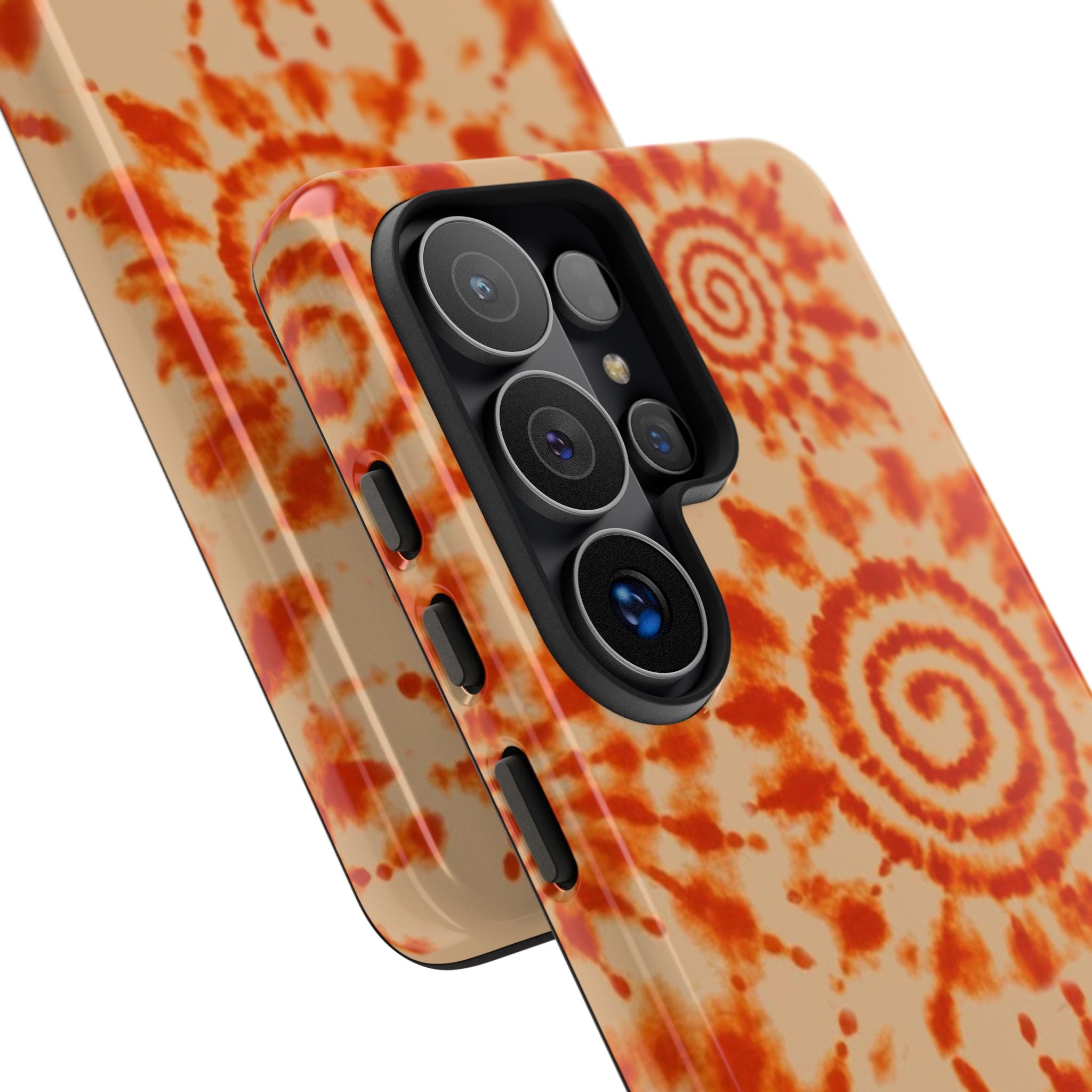 Tie-Dye Spiral Tough Phone Case — Orange Retro Protective Case