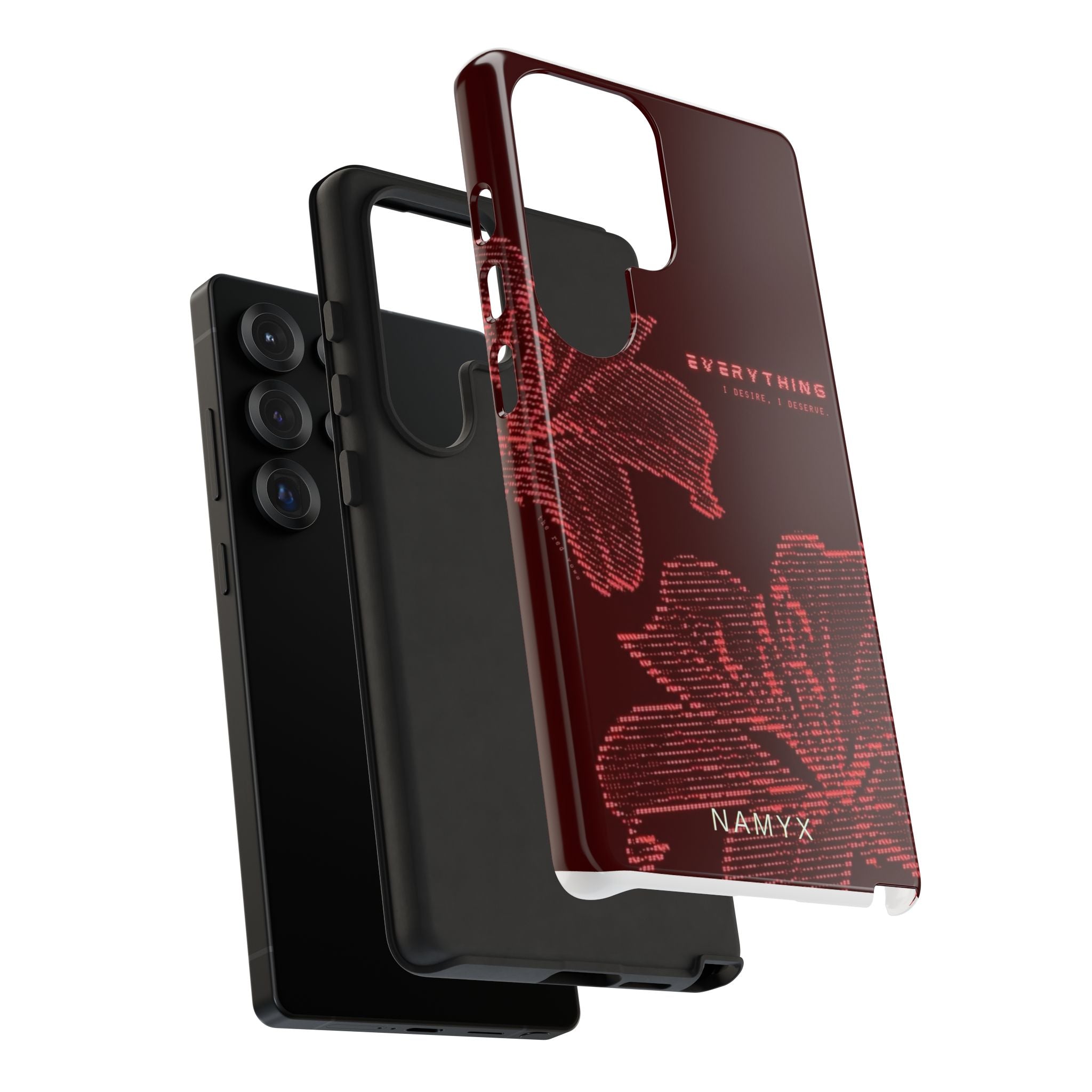 Floral Tough Phone Case — 'Everything' Burgundy Protective Cover