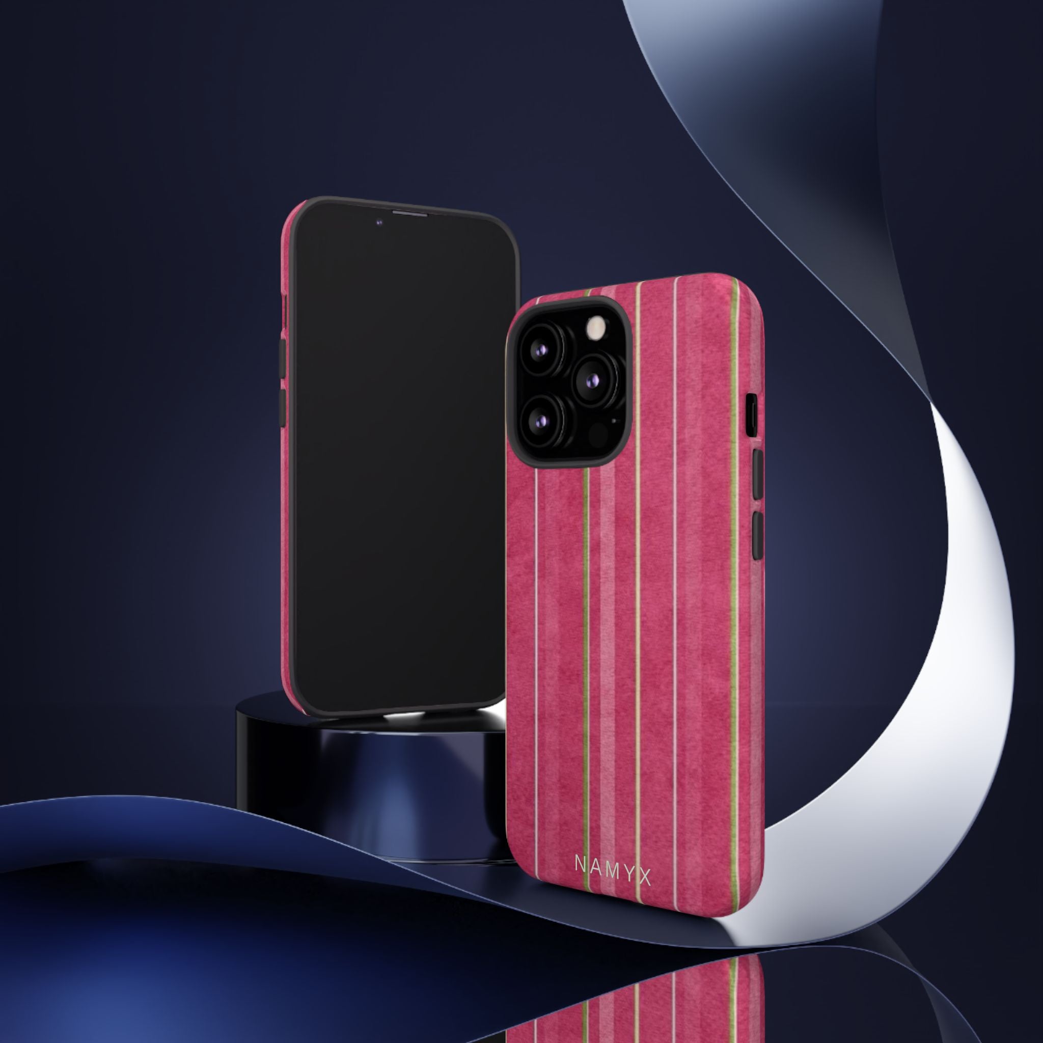 Pink Vertical Stripe Tough Phone Case — Durable Protective iPhone Cover with Subtle Vintage Stripes