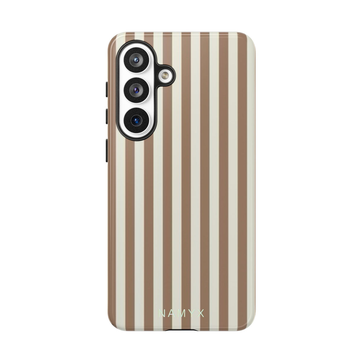 Striped Beige Phone Case — Classic Vertical Brown & Cream Stripe Tough Case