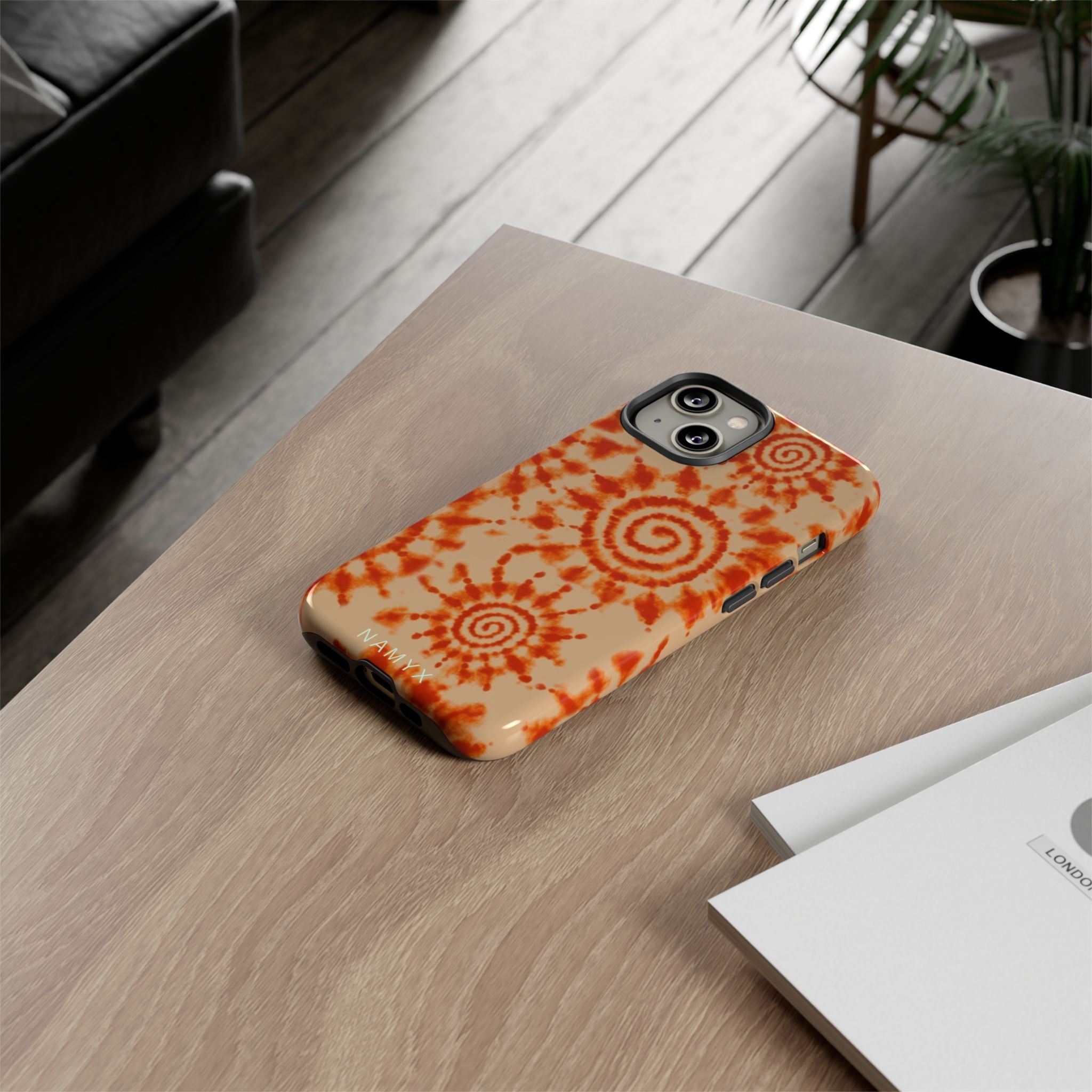 Tie-Dye Spiral Tough Phone Case — Orange Retro Protective Case