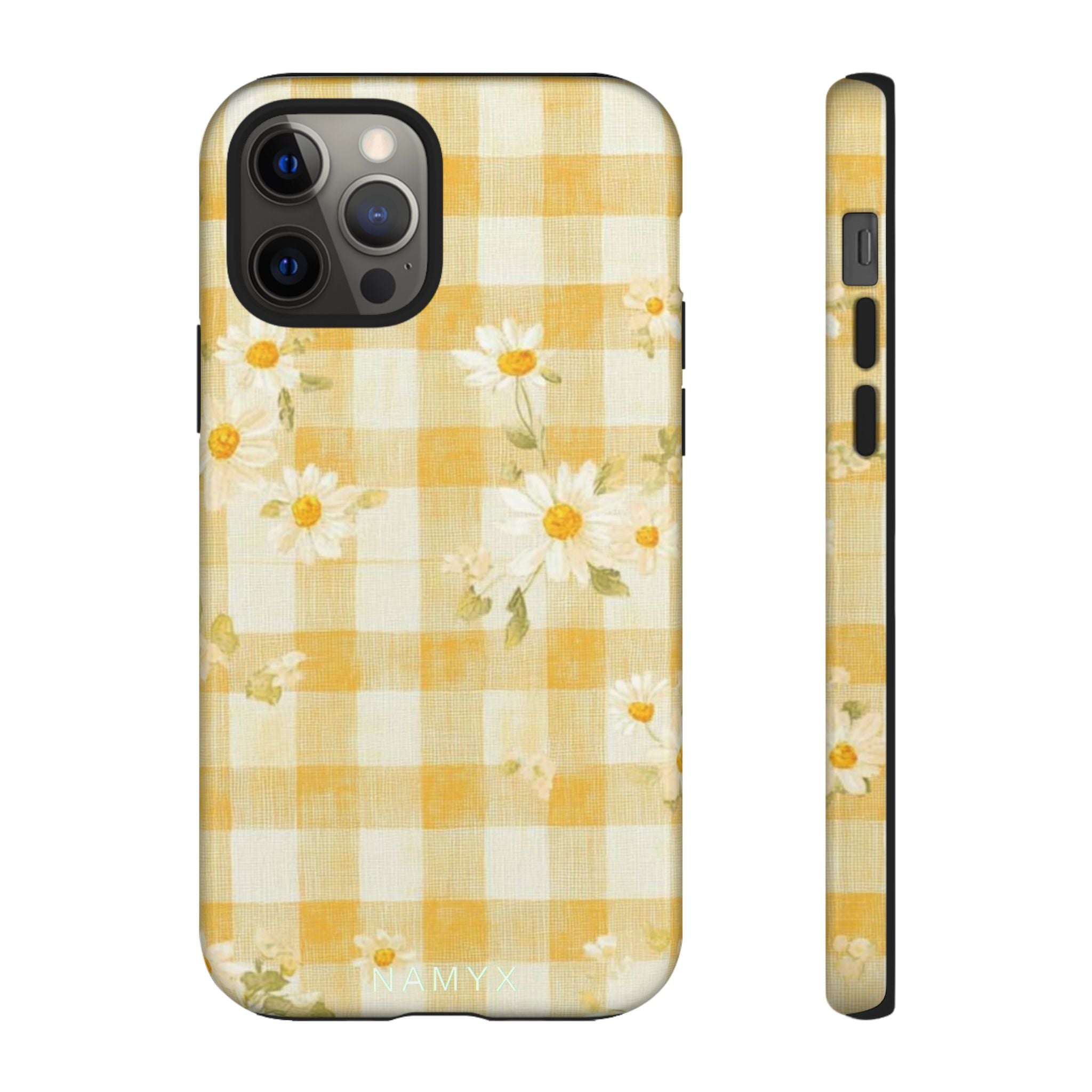Daisy Gingham Tough Phone Case — Yellow Floral Protective Cover