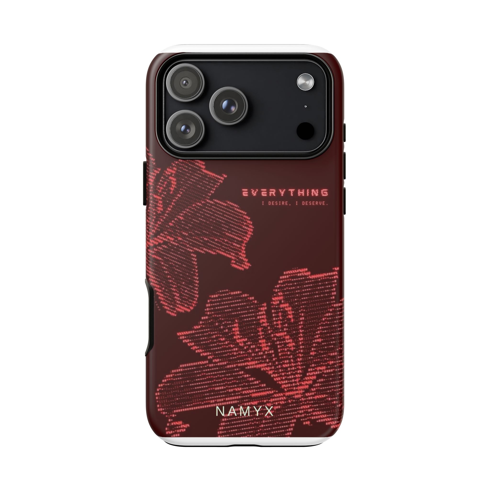 Floral Tough Phone Case — 'Everything' Burgundy Protective Cover
