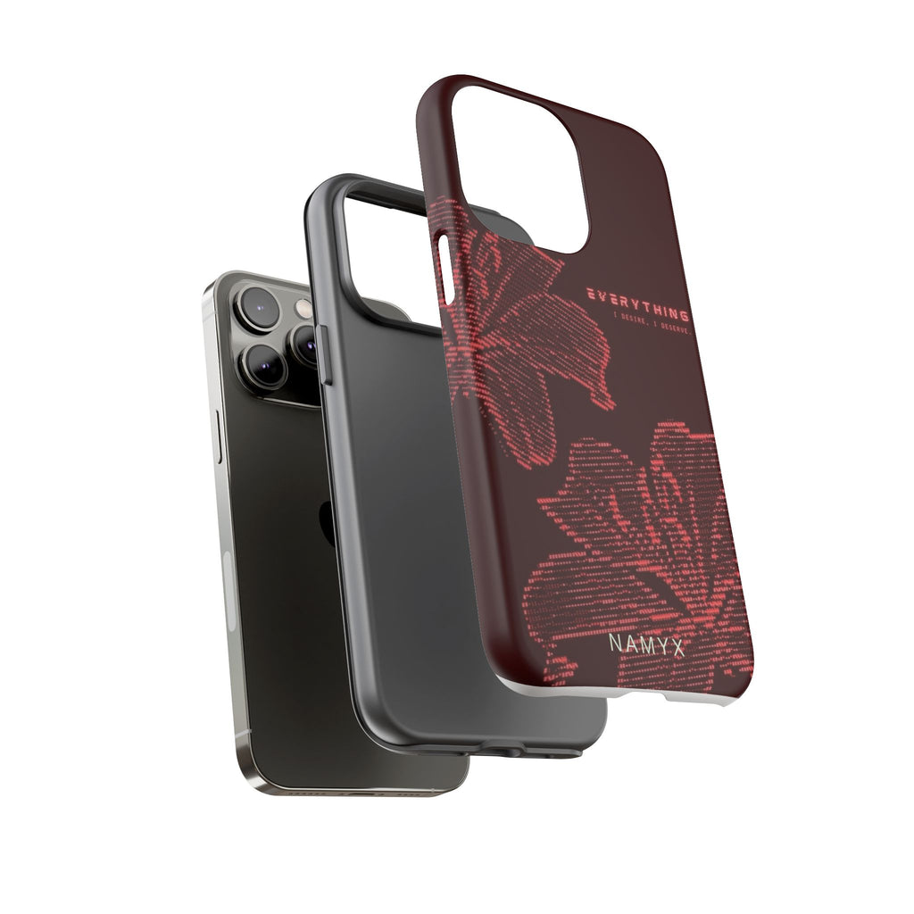 Floral Tough Phone Case — 'Everything' Burgundy Protective Cover