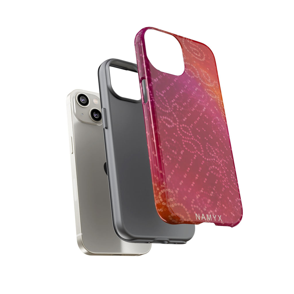 Floral Bandana Tough Case — Protective Phone Case with Pink Orange Paisley Design