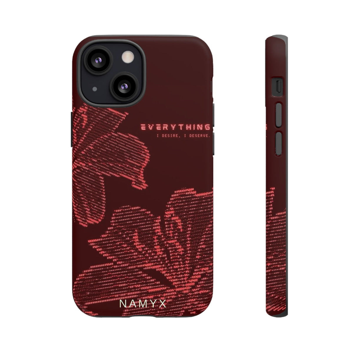 Floral Tough Phone Case — 'Everything' Burgundy Protective Cover