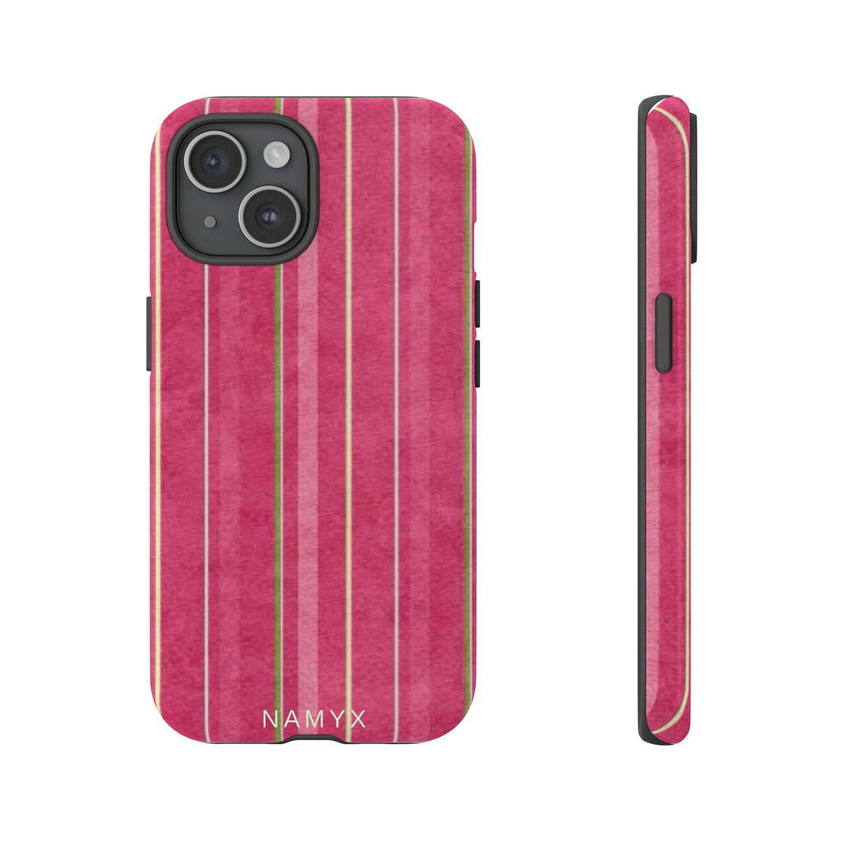 Pink Vertical Stripe Tough Phone Case — Durable Protective iPhone Cover with Subtle Vintage Stripes