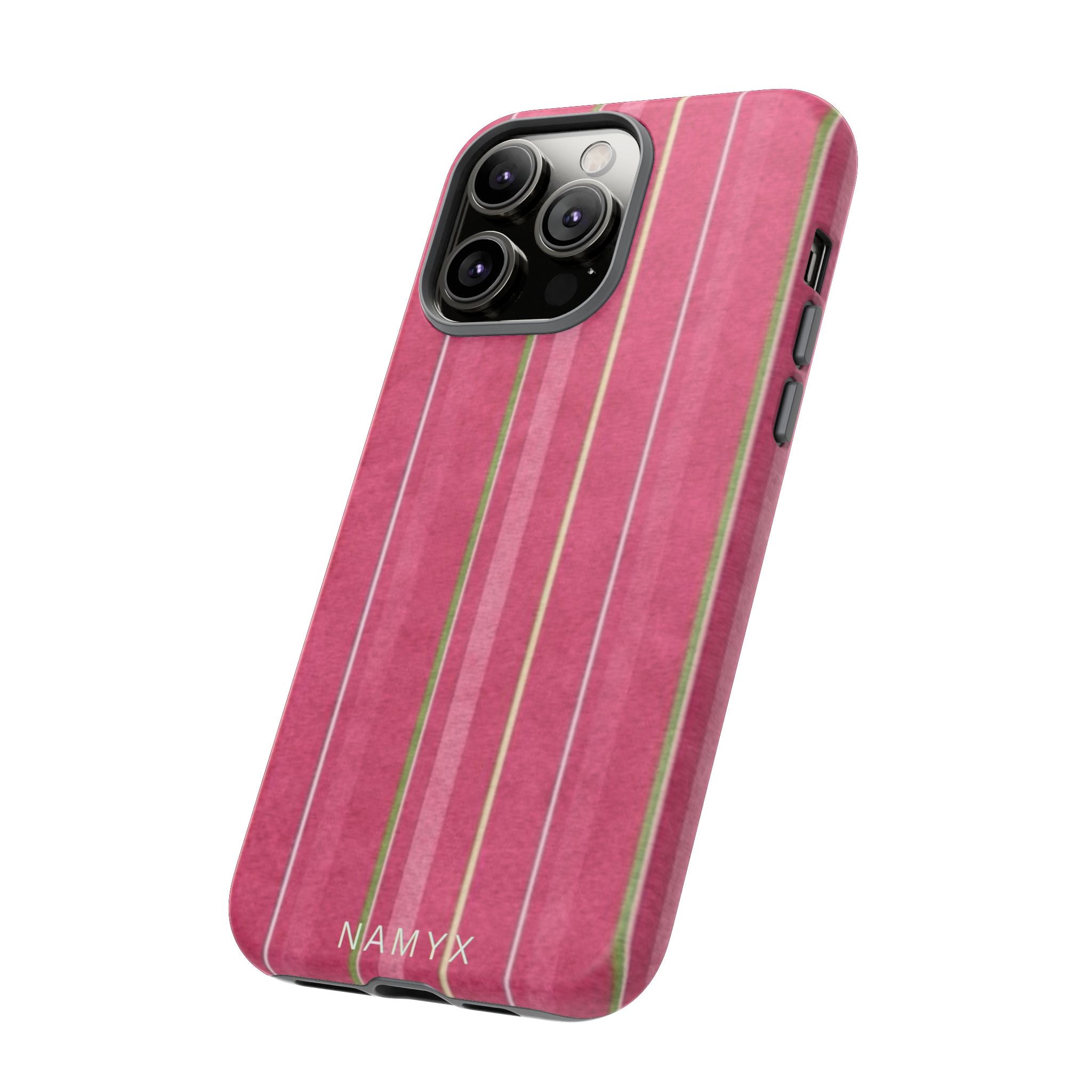 Pink Vertical Stripe Tough Phone Case — Durable Protective iPhone Cover with Subtle Vintage Stripes