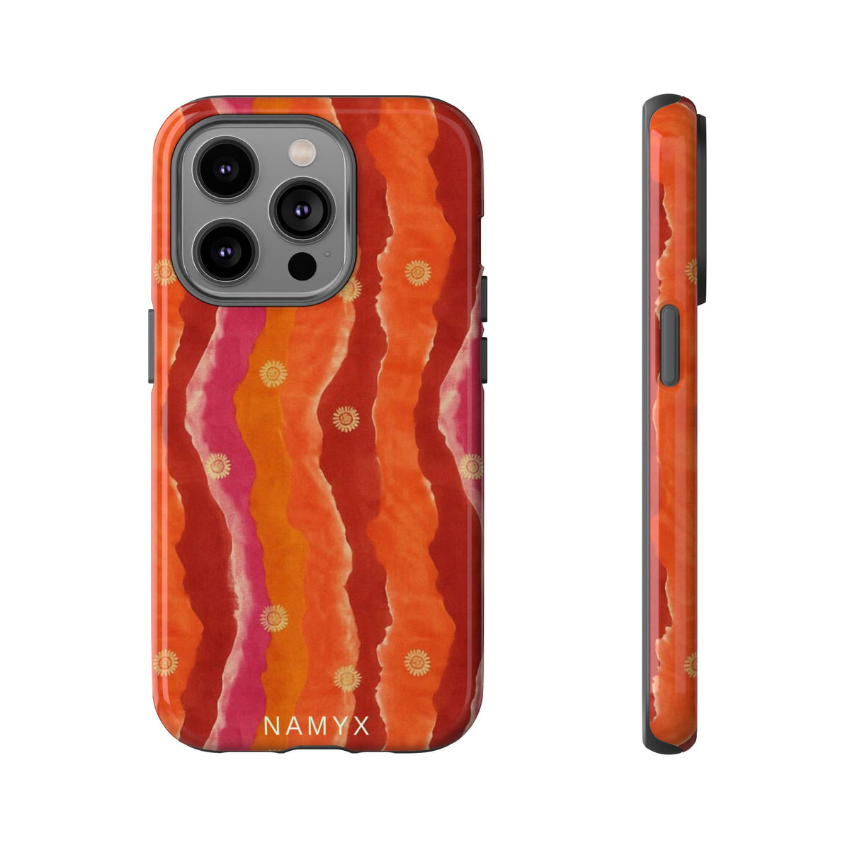 Abstract Red Waves Phone Case — Bold Orange & Pink Protective Tough Case