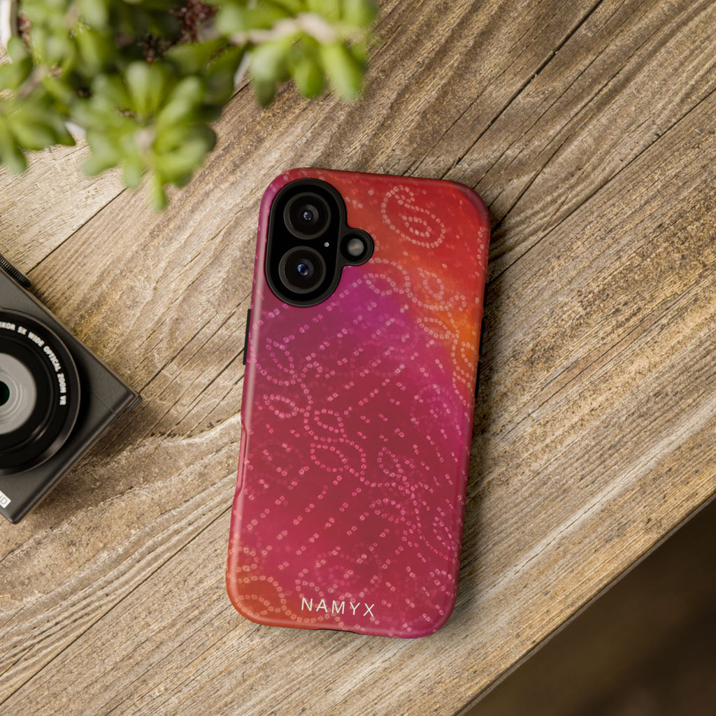 Floral Bandana Tough Case — Protective Phone Case with Pink Orange Paisley Design