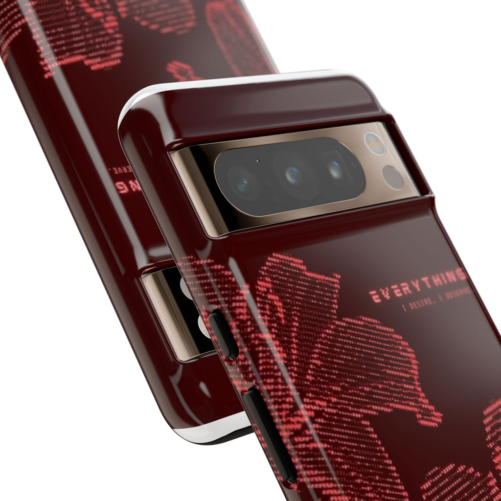 Floral Tough Phone Case — 'Everything' Burgundy Protective Cover