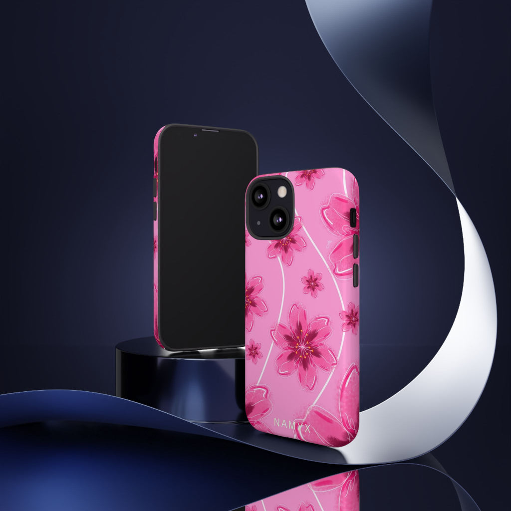 Pink Cherry Blossom Tough Phone Case — Floral Protective Cover