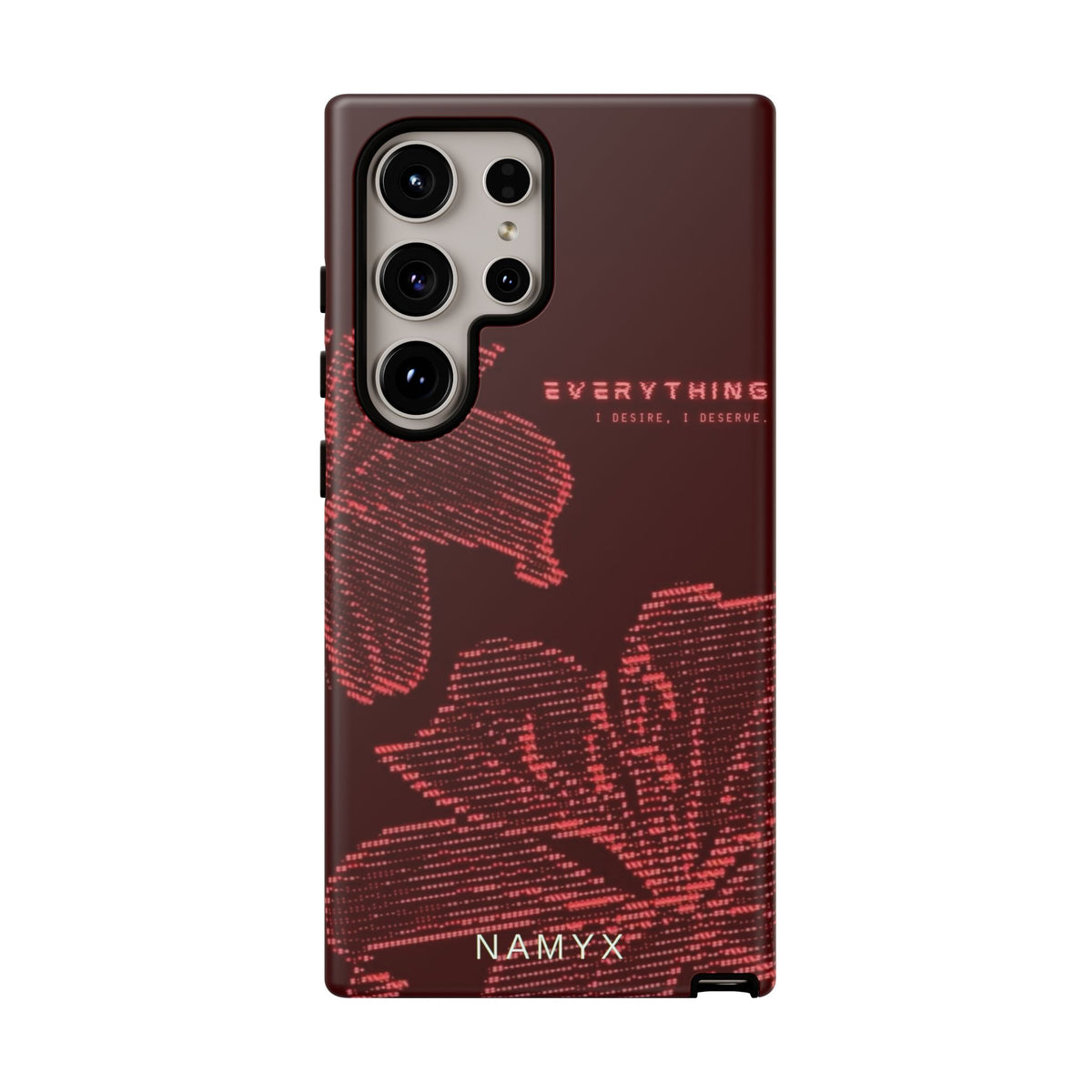 Floral Tough Phone Case — 'Everything' Burgundy Protective Cover