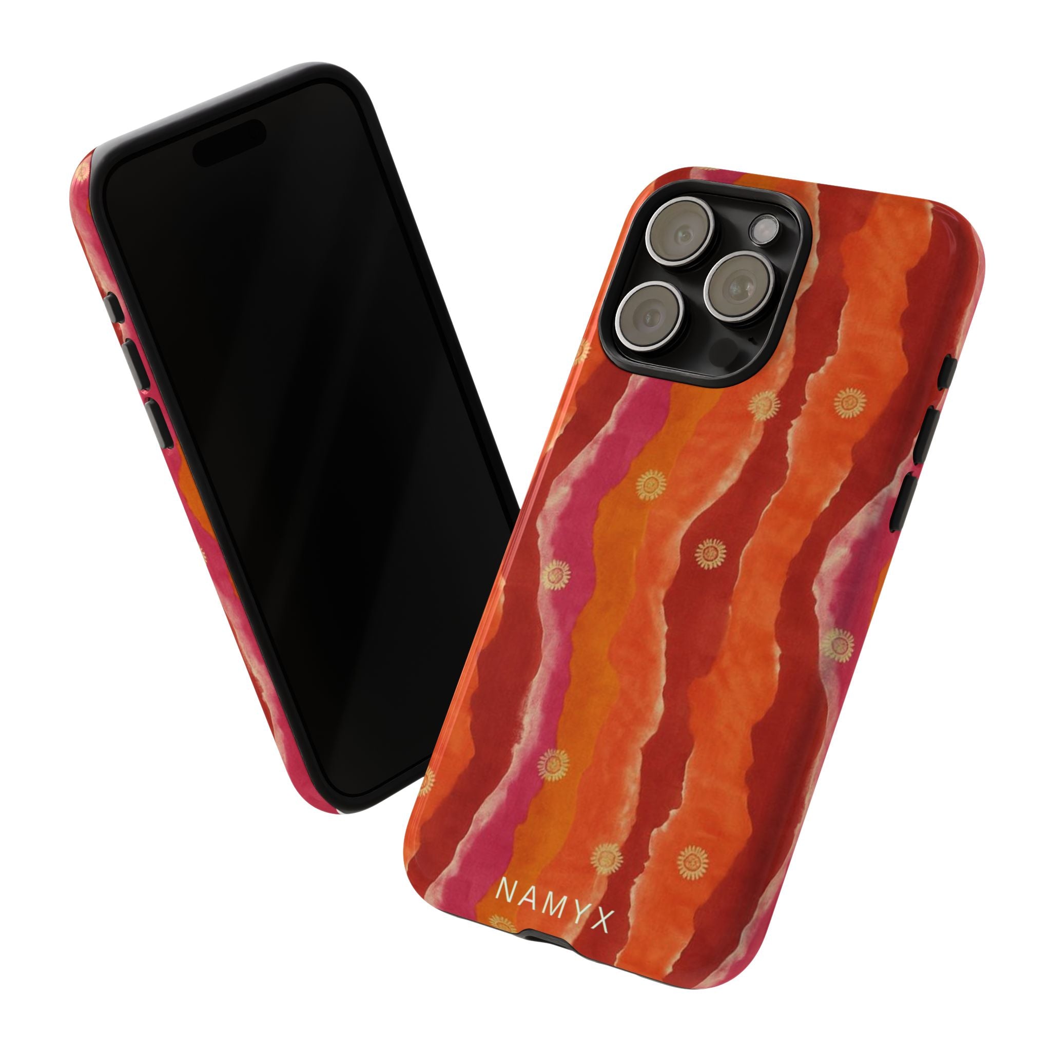 Abstract Red Waves Phone Case — Bold Orange & Pink Protective Tough Case