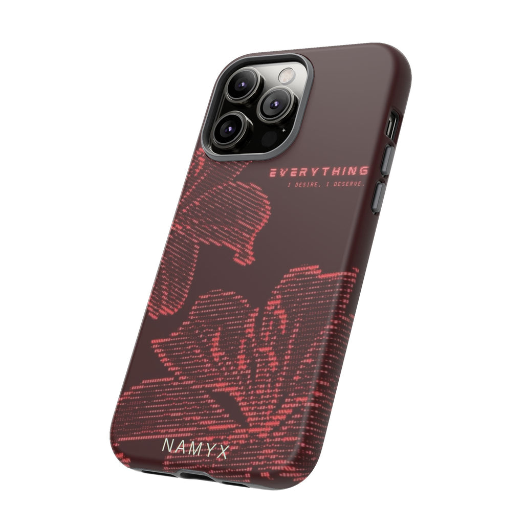 Floral Tough Phone Case — 'Everything' Burgundy Protective Cover