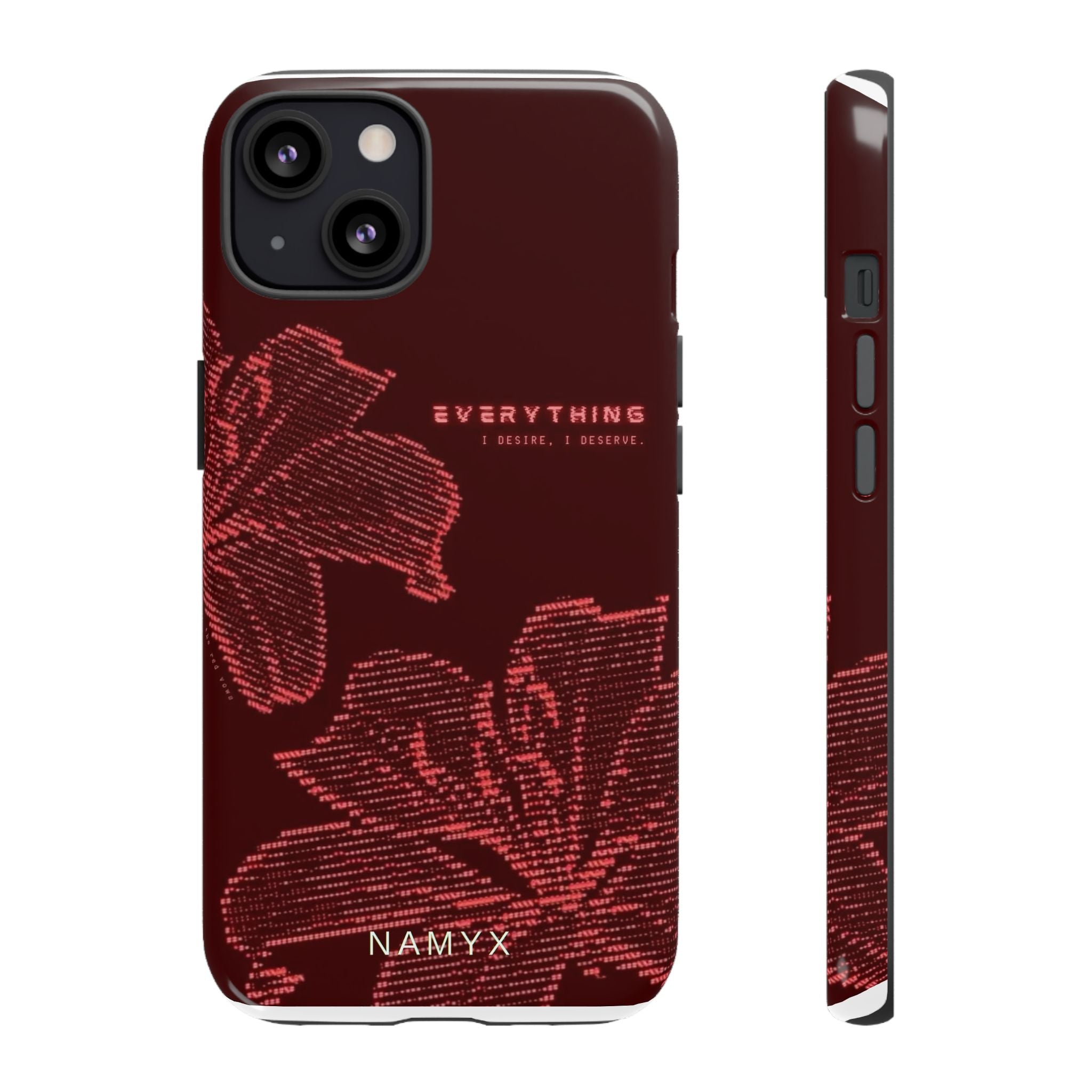 Floral Tough Phone Case — 'Everything' Burgundy Protective Cover