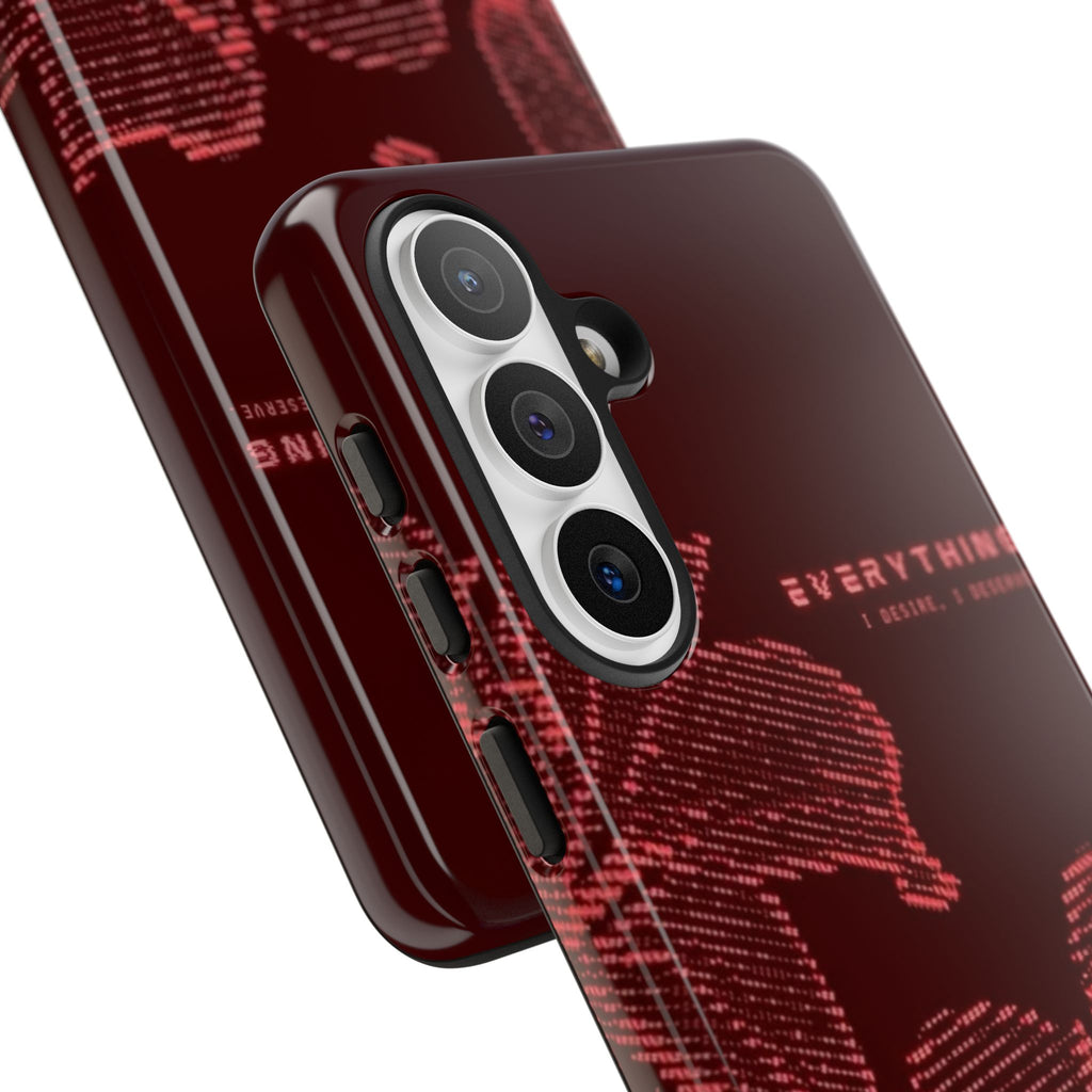 Floral Tough Phone Case — 'Everything' Burgundy Protective Cover
