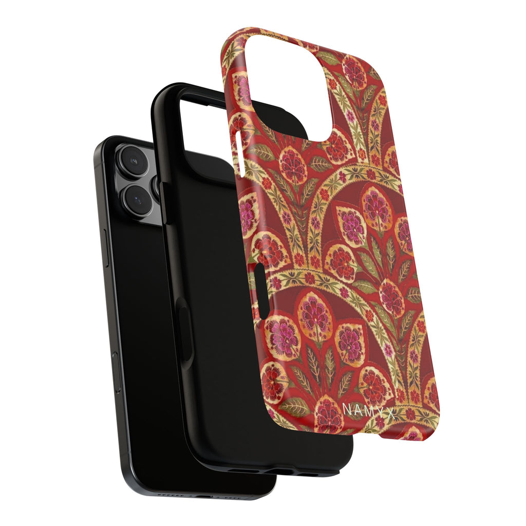 Floral Paisley Tough Phone Case — Red Gold Vintage Pattern