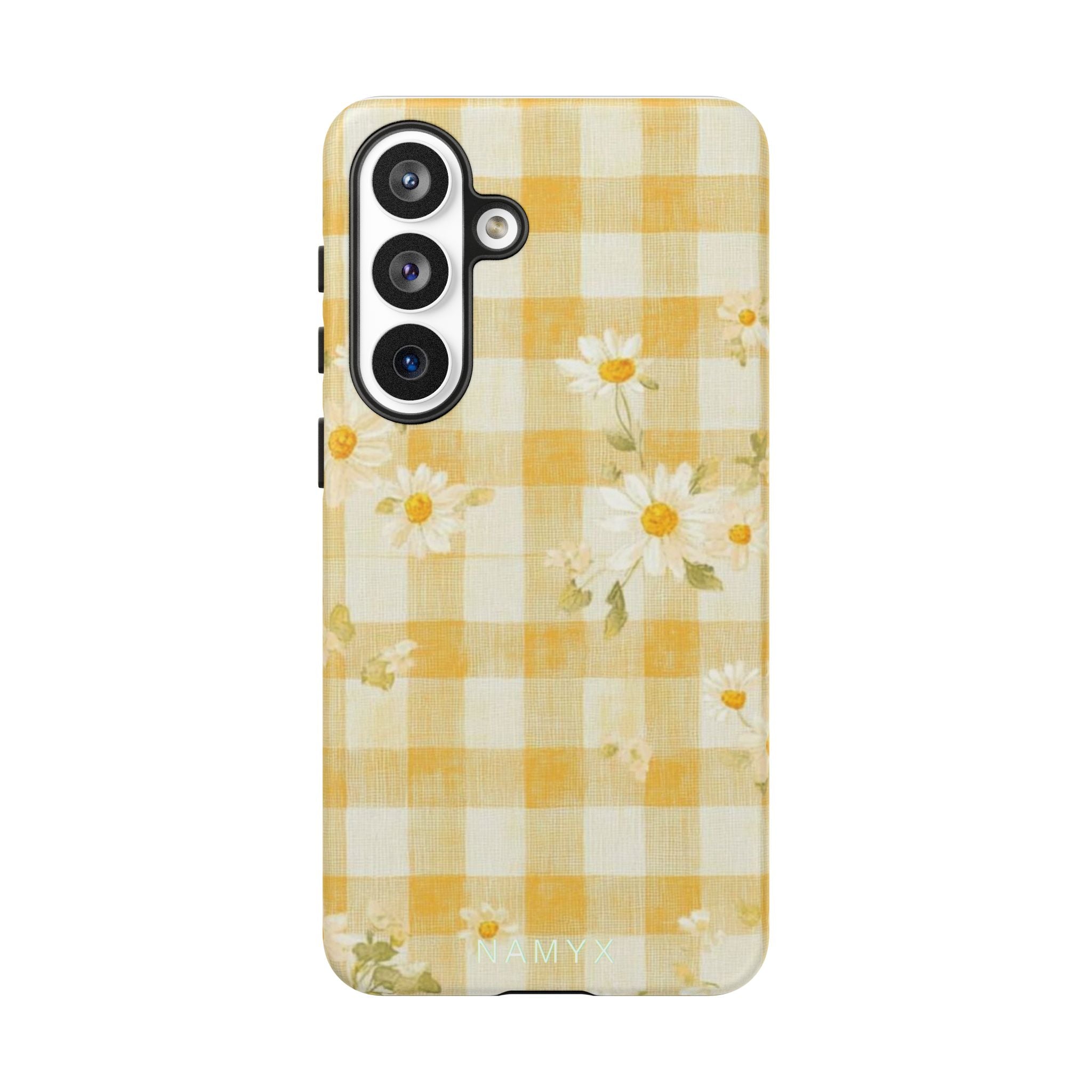 Daisy Gingham Tough Phone Case — Yellow Floral Protective Cover