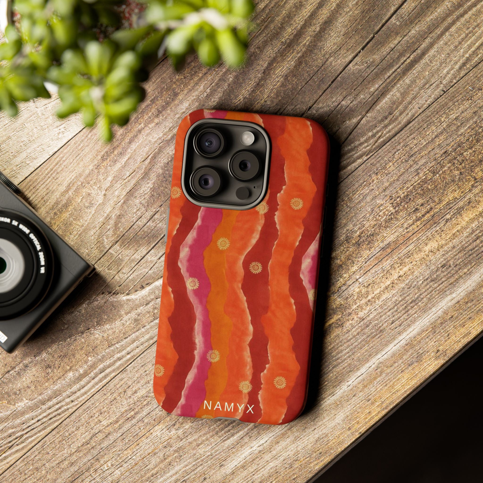 Abstract Red Waves Phone Case — Bold Orange & Pink Protective Tough Case