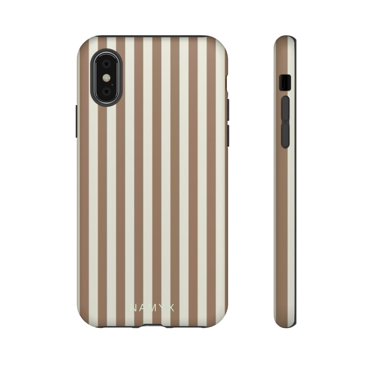 Striped Beige Phone Case — Classic Vertical Brown & Cream Stripe Tough Case
